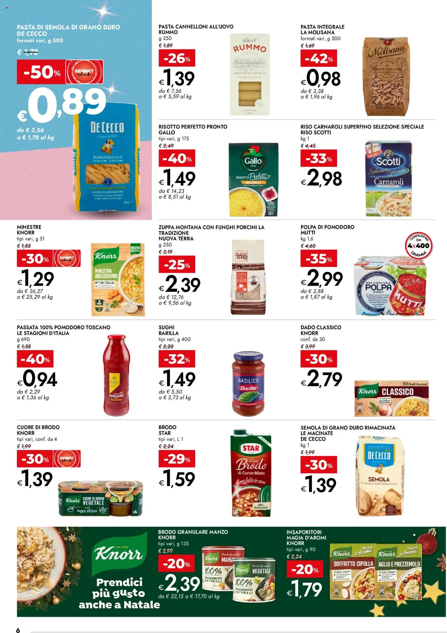 Volantino bennet del 11.12.2025 | Pagina: 6 | Prodotti: Manzo, Pasta, Mutti, Penne