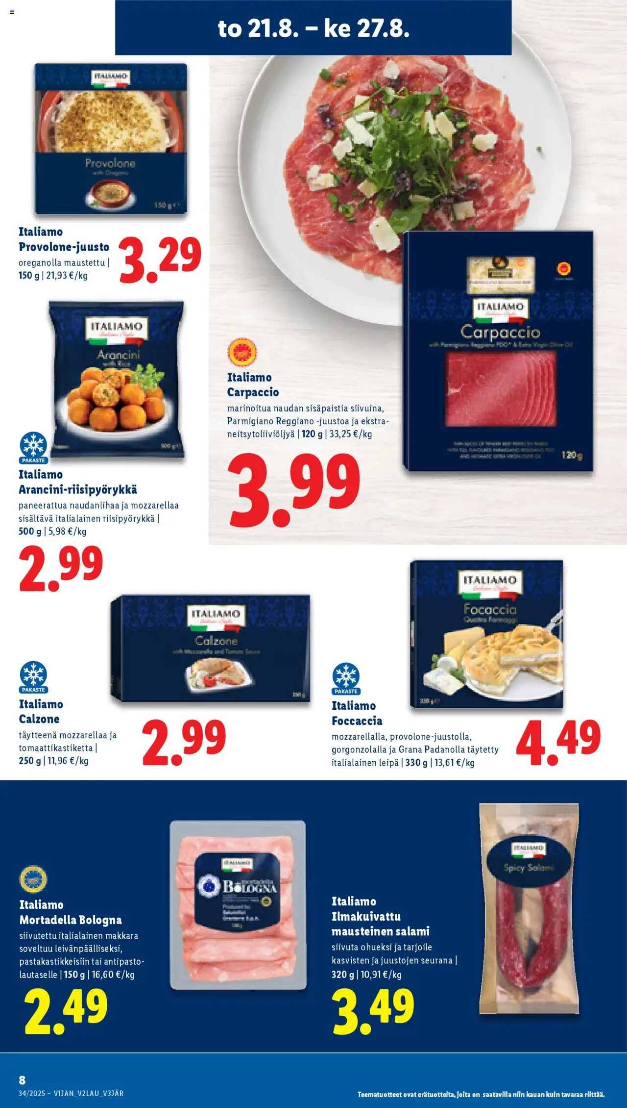  | Sivu: 10 | Tuotteet: Makkara, Leipä, Salami