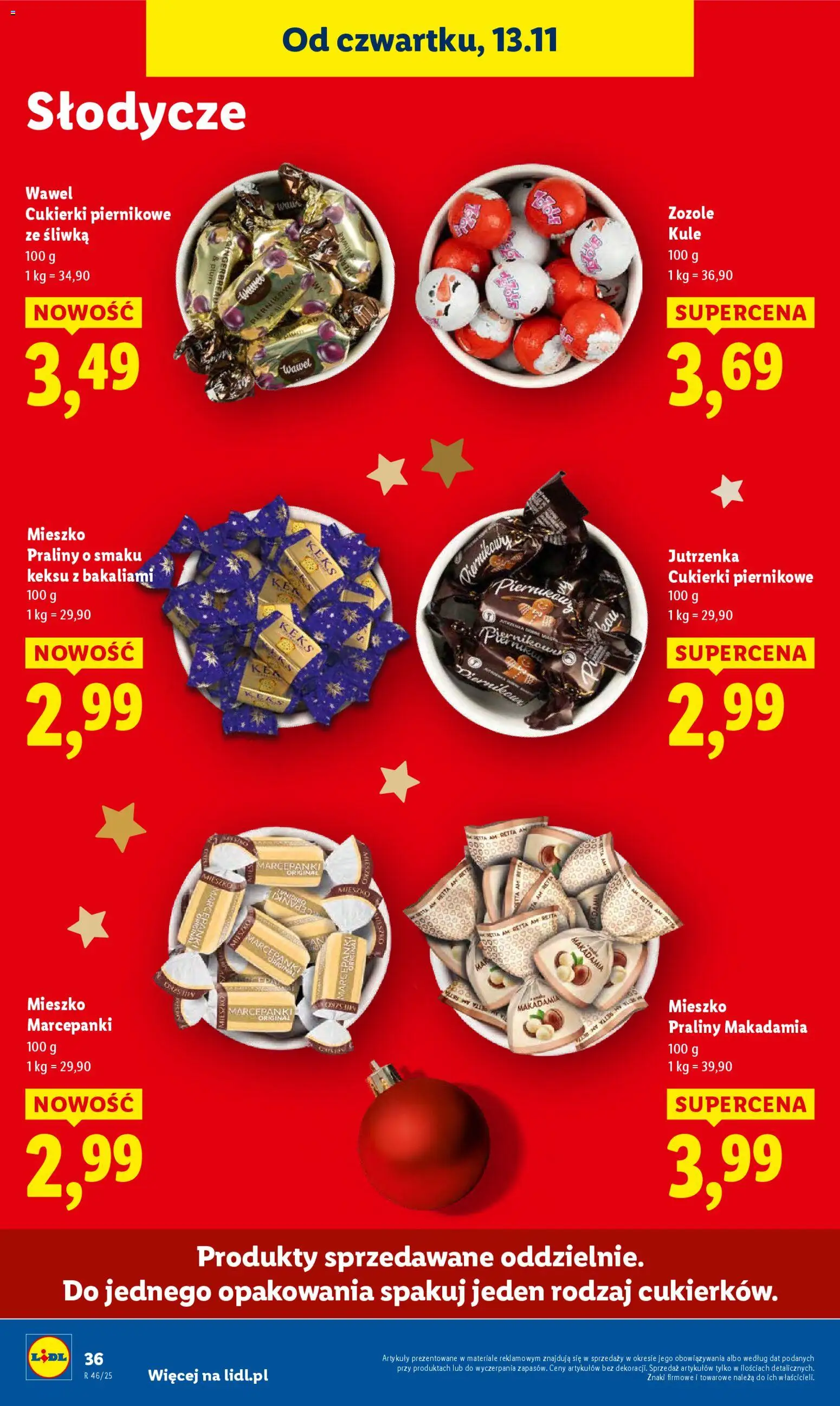 Lidl Gazetka od 13.11.2025 | Strona: 36 | Produkty: Słodycze, Praliny, Cukierki