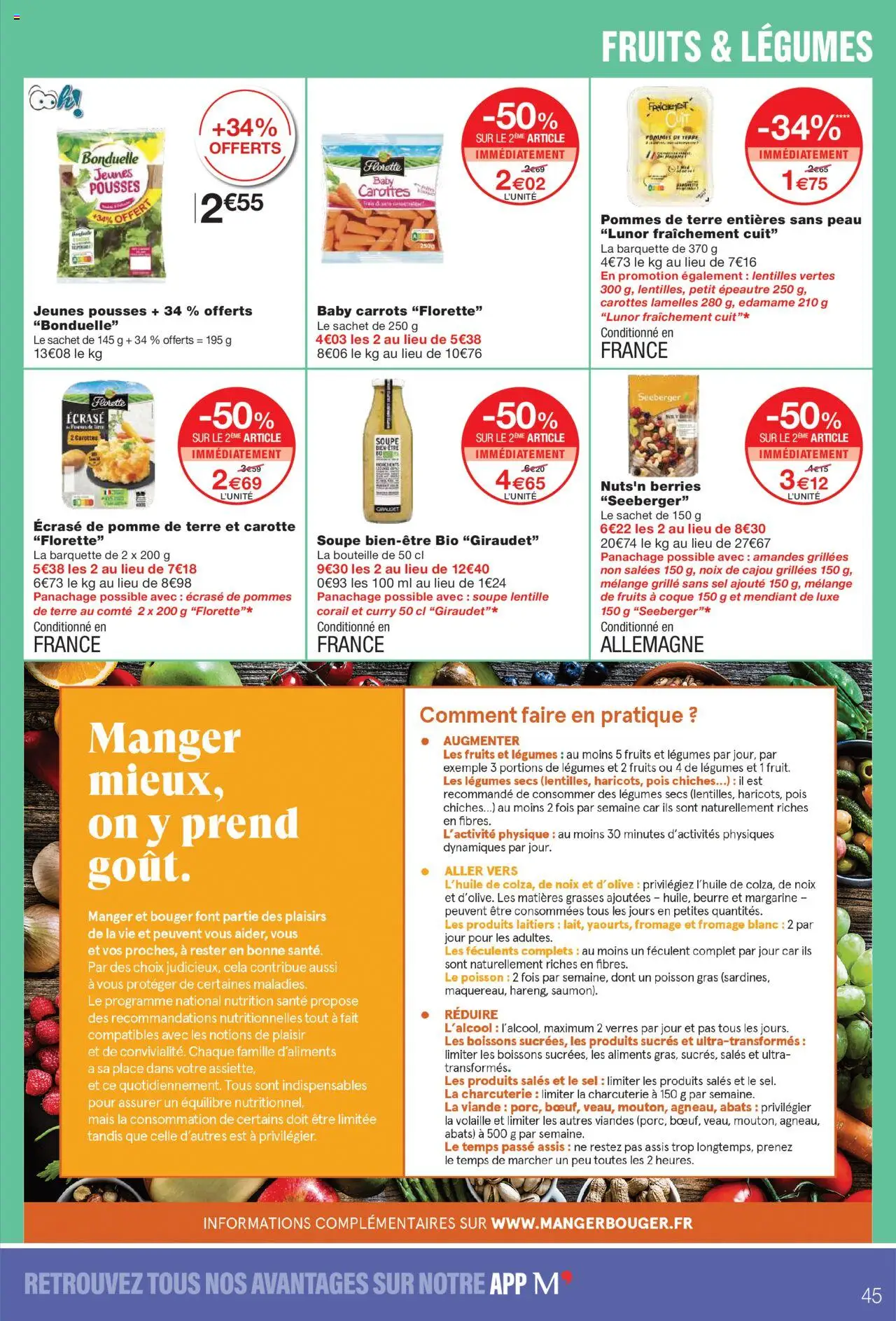 {H1} | Page: 45 | Produits: Carottes, Noix de cajou, Pois, Viande