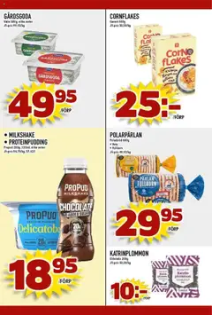 Matdax reklamblad aktuell från 15.09.2025 | Sida: 21 | Produkter: Proteinpudding, Cornflakes, Plommon, Smör