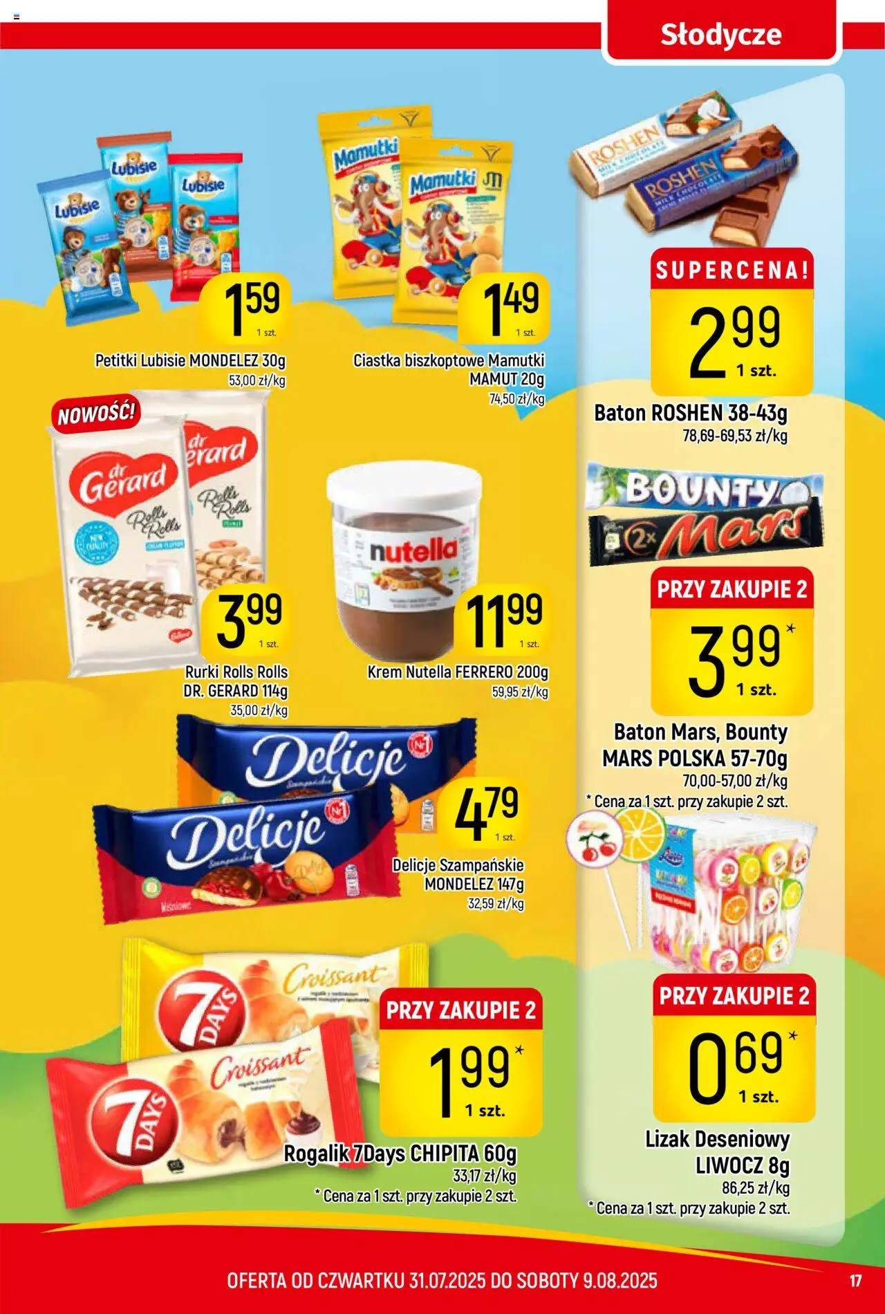 Piotruś Pan Gazetka od 31.07.2025 | Strona: 17 | Produkty: Słodycze, Nutella, Baton, Krem