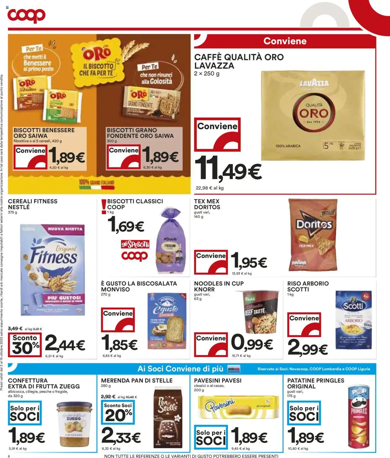 Volantino COOP del 02.10.2025 | Pagina: 8 | Prodotti: Riso, Biscotti, Frutta, Lavazza