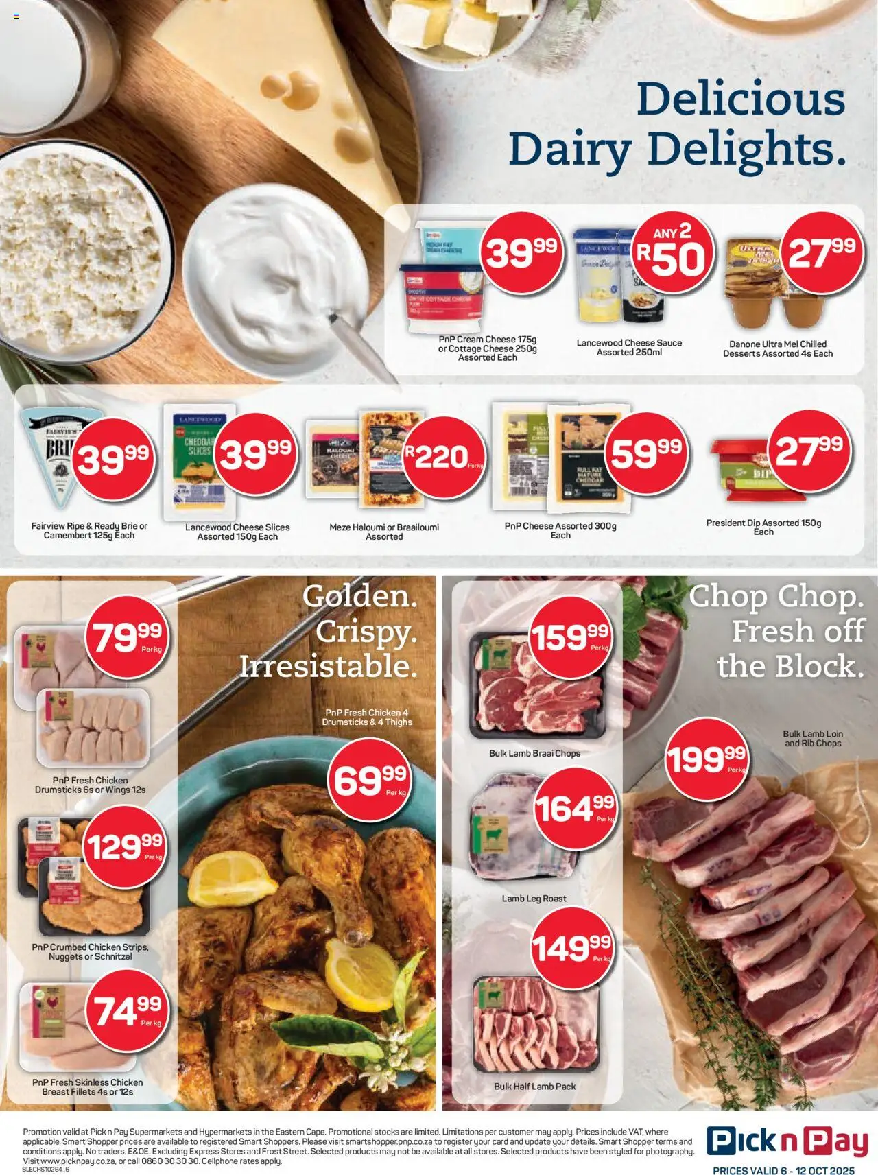 New Pick n Pay catalogue – valid from 06.10.2025 | Page: 6 | Products: Magdalenas, Cheese, Chicken, Cottage cheese