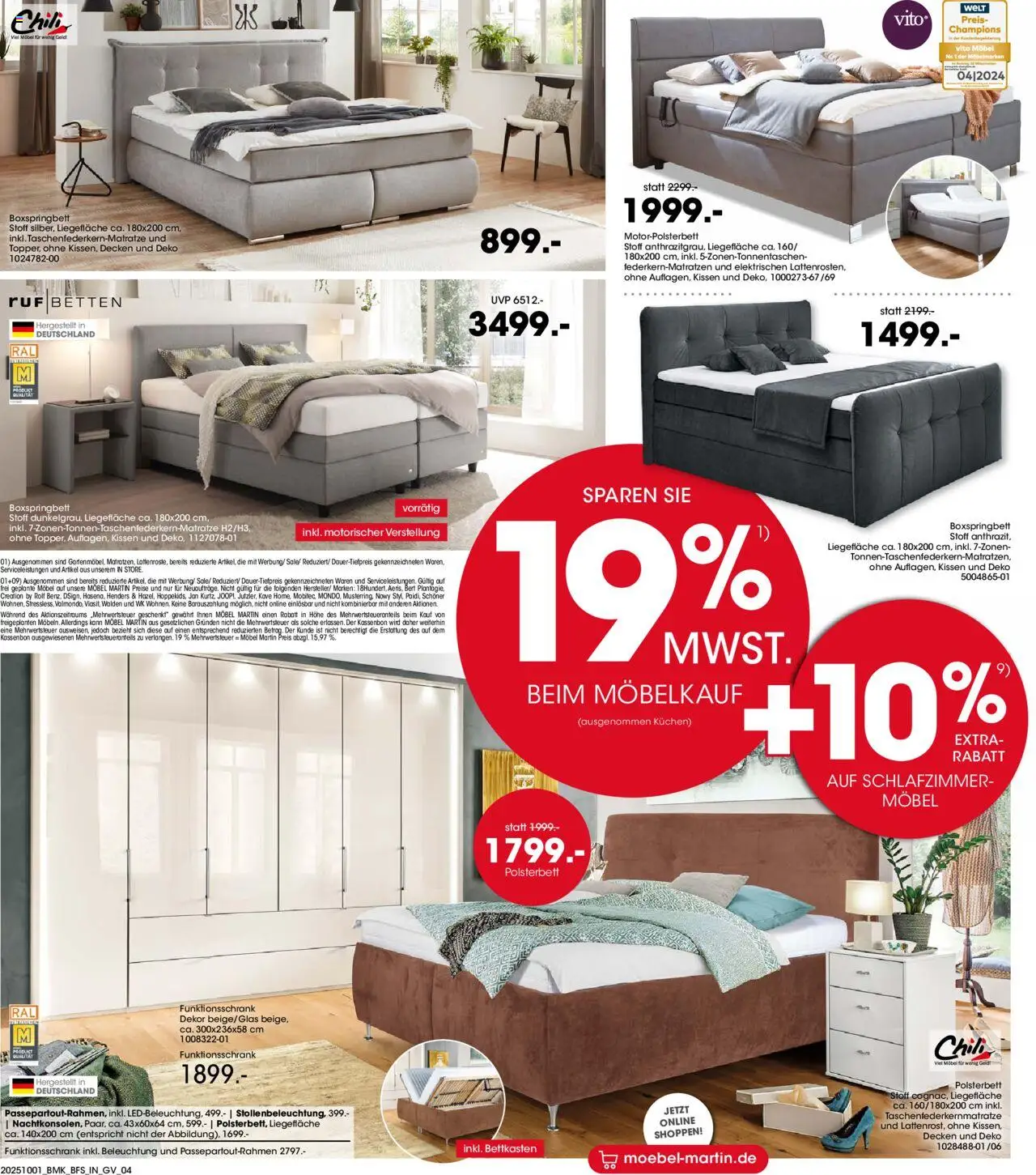Möbel Martin Prospekt Besser schlafen	  – gültig ab 01.10.2025 | Seite: 4 | Produkte: Kissen, Boxspringbett, Chili, Kuchen