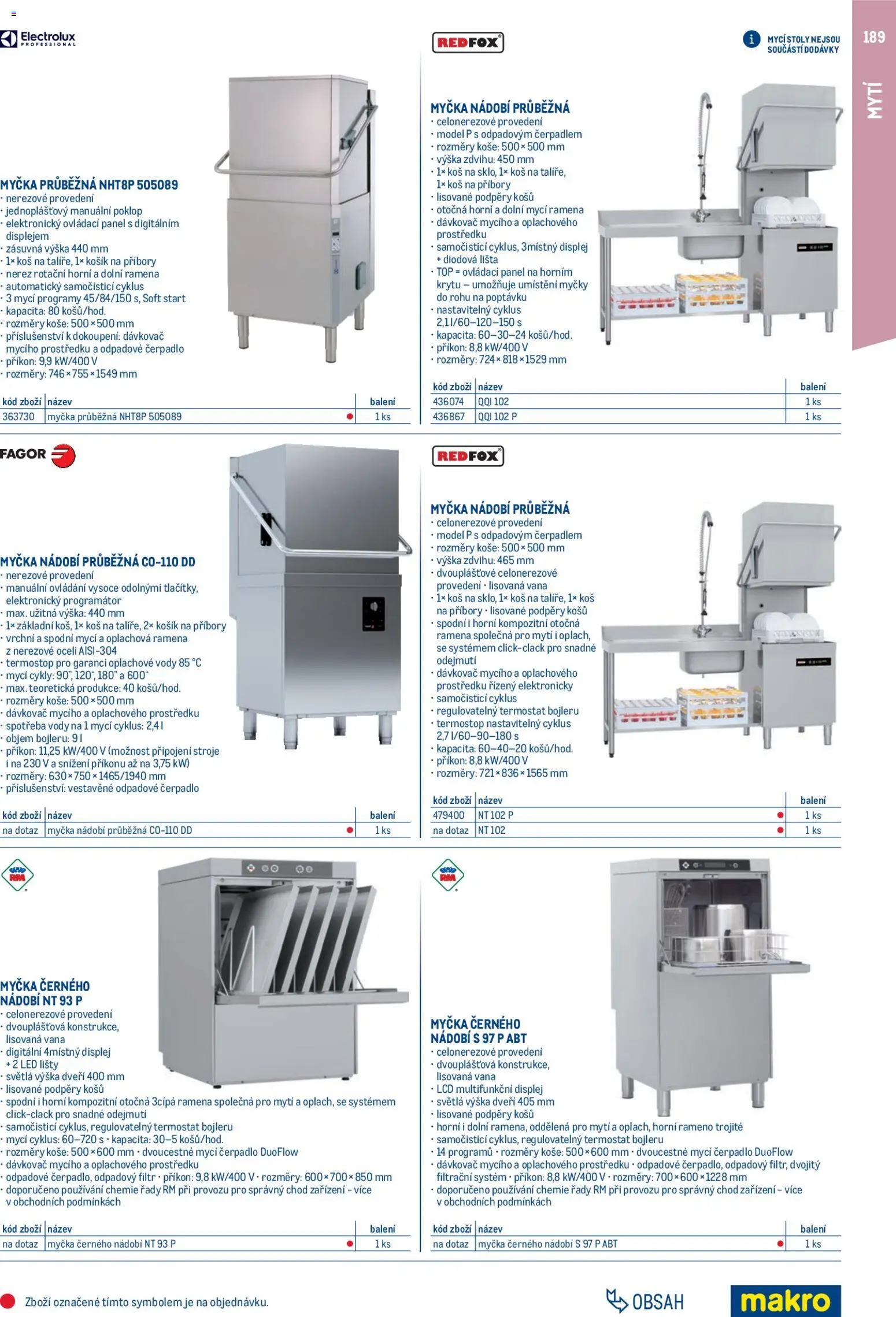 Makro leták - Gastro vybavení a zařízení od 01.02.2026 | Strana: 189 | Produkty: Košík, Myčka nádobí, Vana, LED