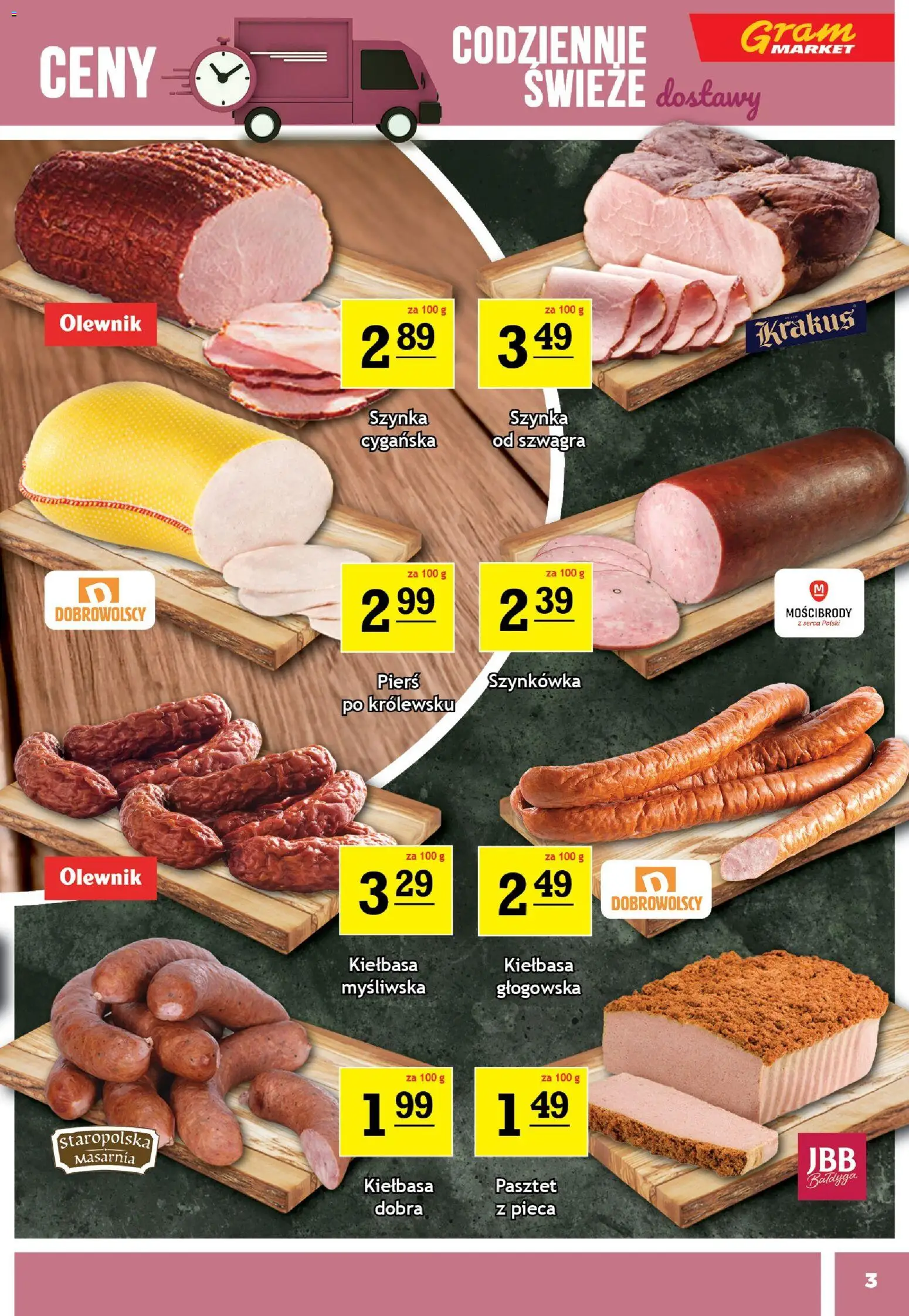 Gram Market Gazetka od 29.10.2025 | Strona: 3 | Produkty: Kiełbasa, Myśliwska, Szynka