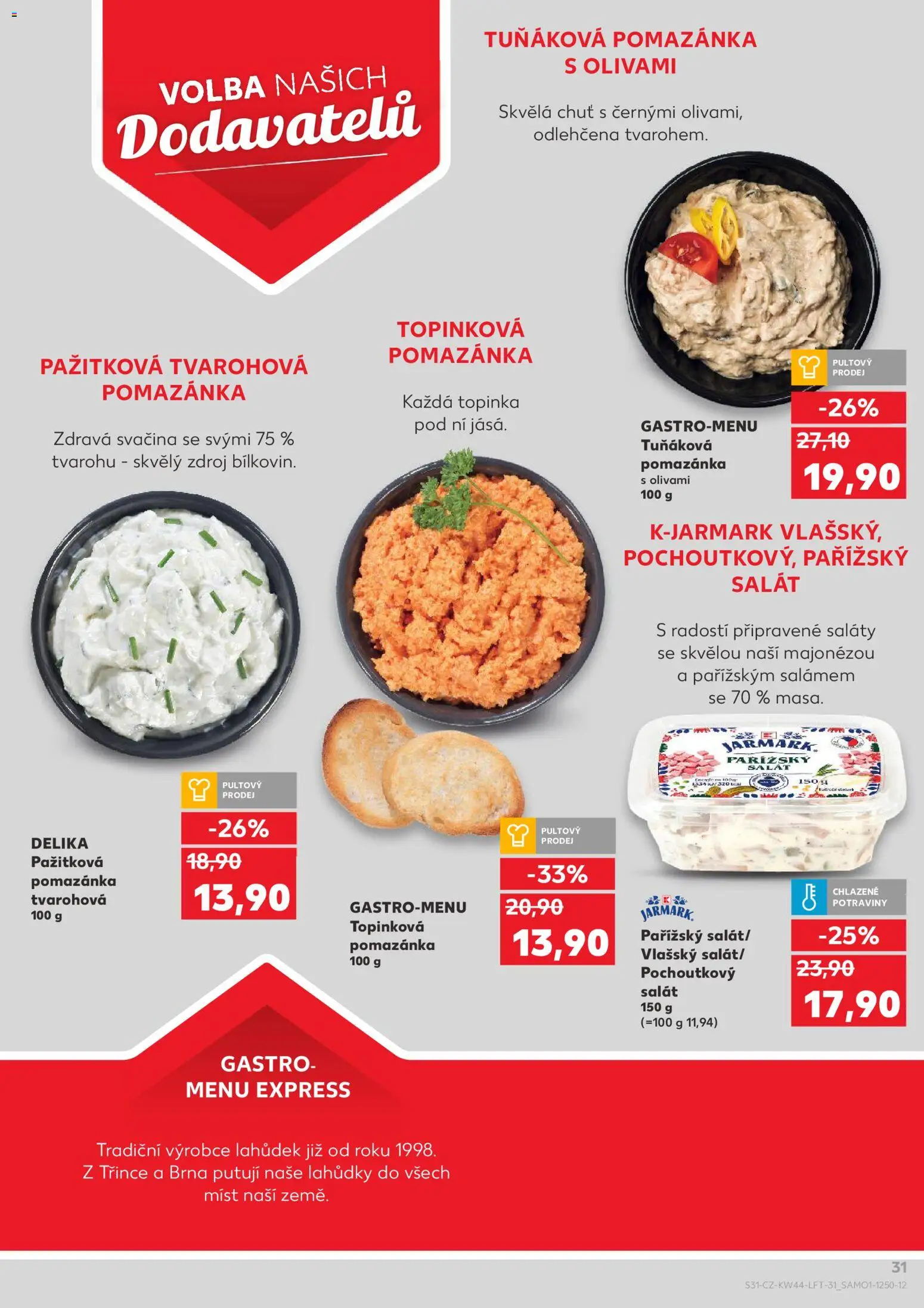 Kaufland leták - Kolín od 29.10.2025 | Strana: 31 | Produkty: Saláty, Tuňáková pomazánka, Pomazánka, Potraviny