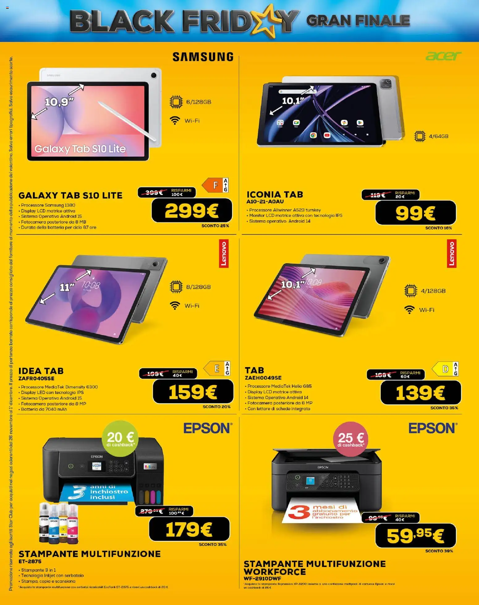 Volantino Euronics del 26.11.2025 | Pagina: 12 | Prodotti: Monitor, Stampante, Fotocamera, Samsung