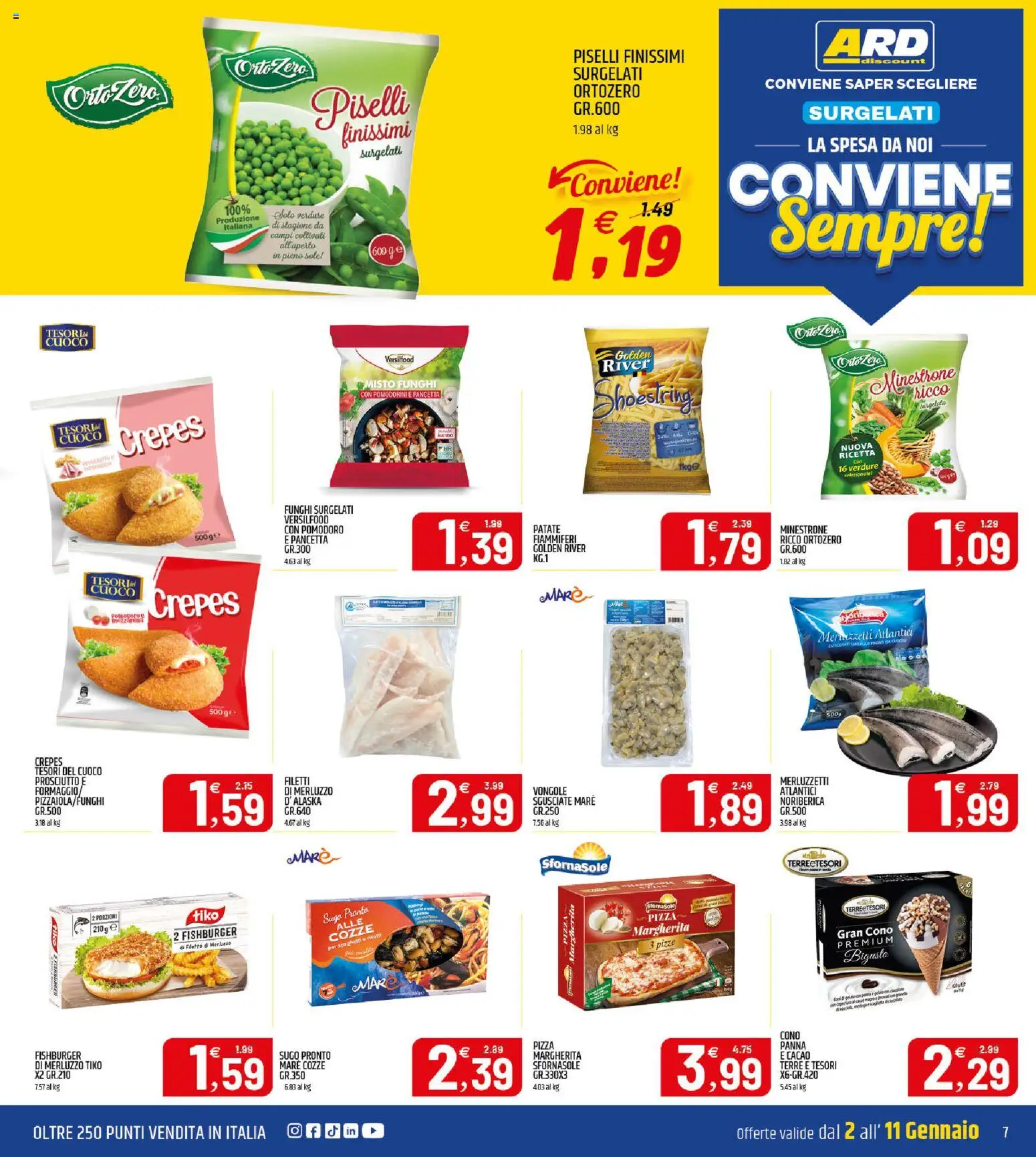 Volantino ARD Discount del 02.01.2026 | Pagina: 7 | Prodotti: Patate, Pomodoro, Formaggio, Funghi