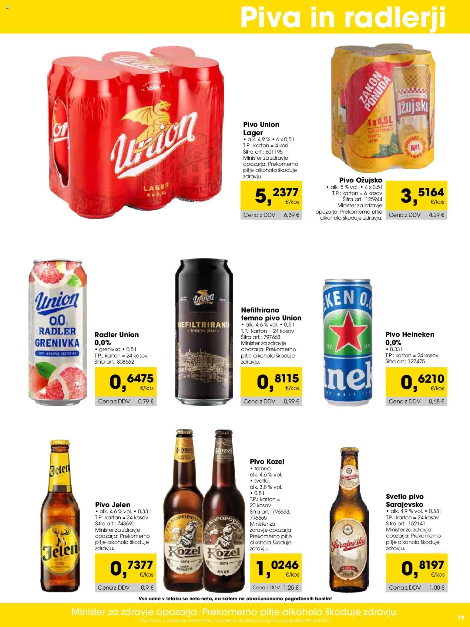 Novi Tuš katalog ponudbe – veljaven od 01.01.2026 | Stran: 19 | Izdelki: Falafel, Radler, Pivo, Grenivka