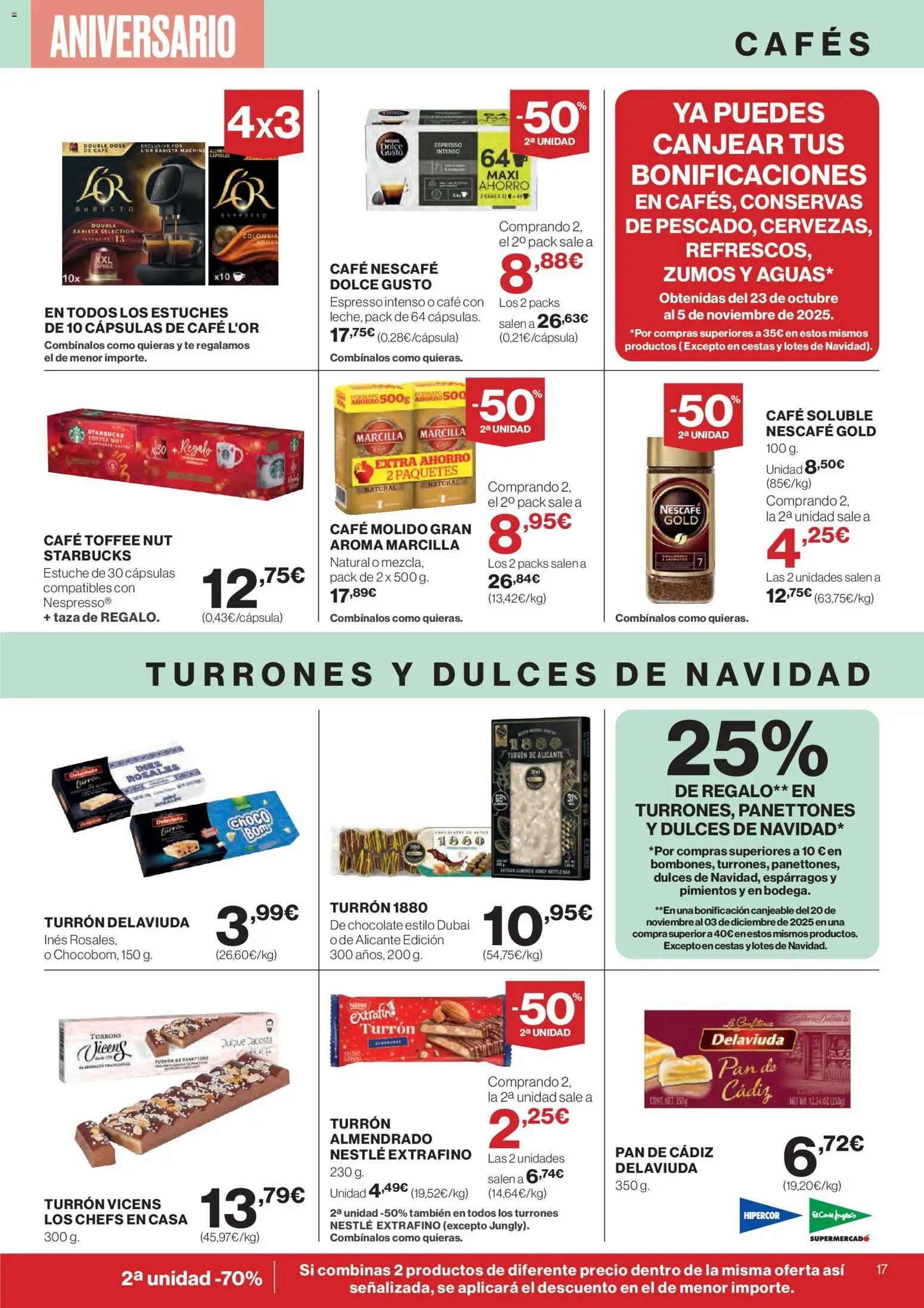 El Corte Inglés ofertas │ válido desde el 06.11.2025 | Página: 26 | Productos: Pan, Café, Café molido, Νερό καρύδας