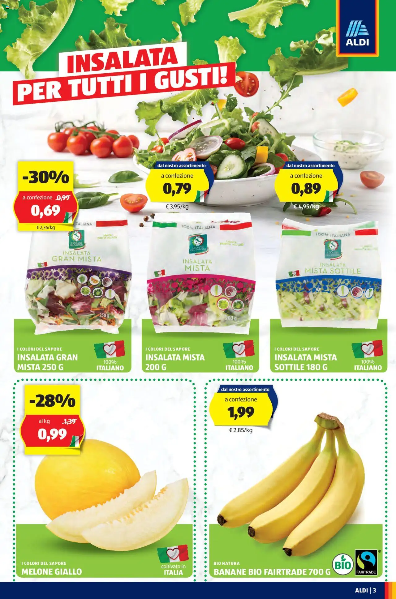 Volantino Aldi del 25.08.2025 | Pagina: 3 | Prodotti: Sapone, Banane, Insalata, Melone