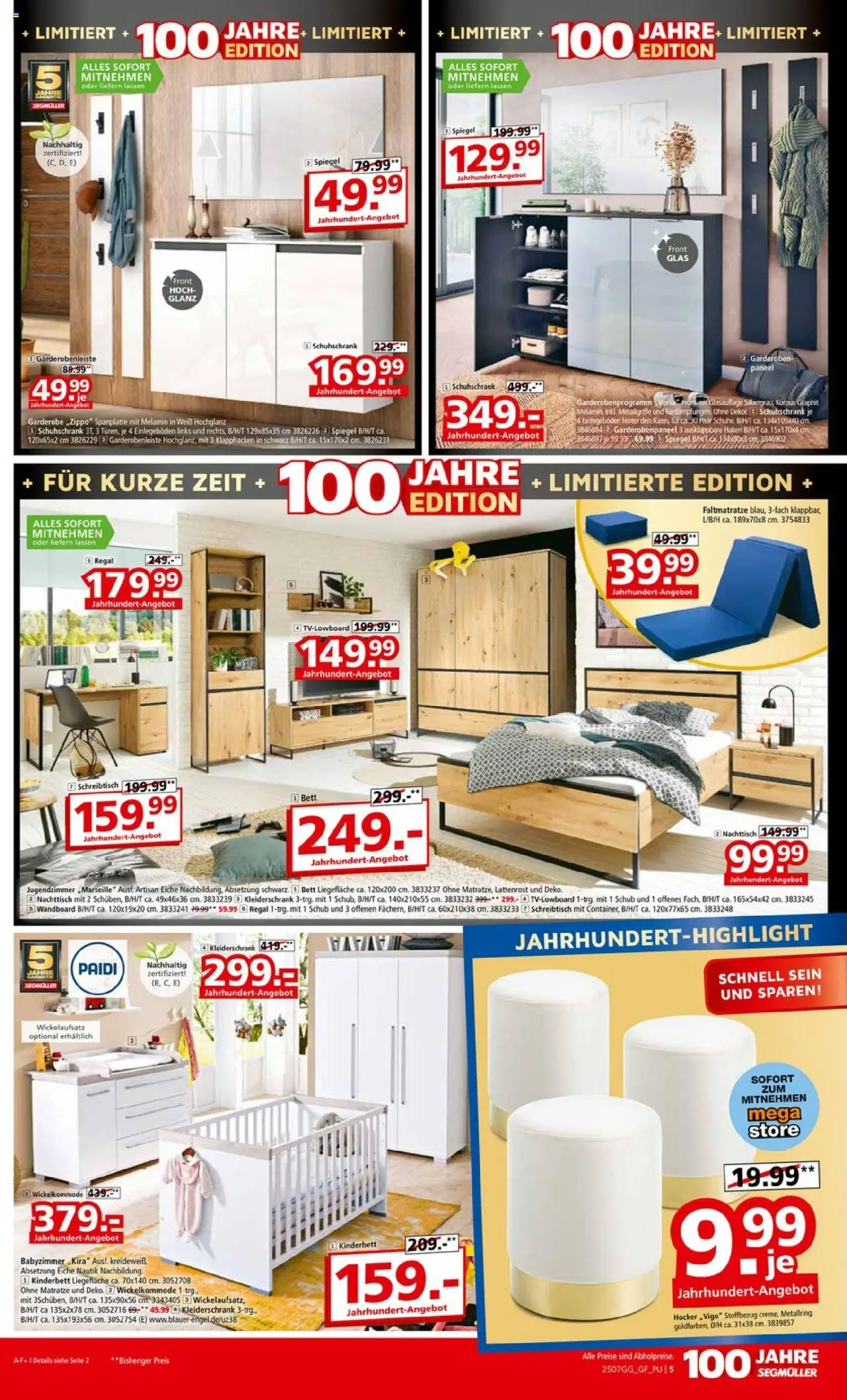 Segmüller Prospekt 	 - gültig ab dem 20.07.2025 | Seite: 5 | Produkte: Hocker, Nachttisch, Lattenrost, Regal