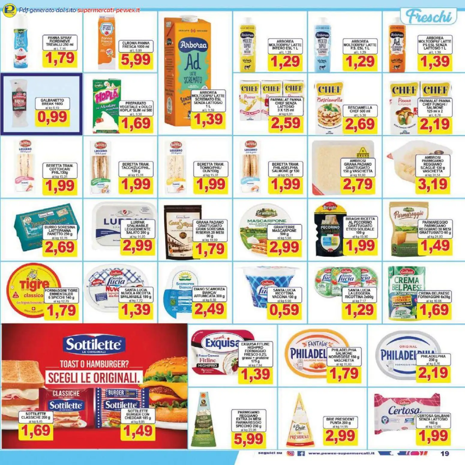 Volantino Pewex del 13.02.2026 | Pagina: 19 | Prodotti: Crema, Latte, Funghi, Pecorino