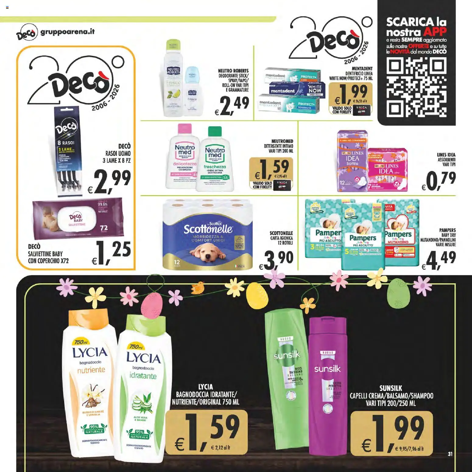 Volantino Decò del 27.03.2026 | Pagina: 31 | Prodotti: Detergente intimo, Detergente, Intimo, Pampers