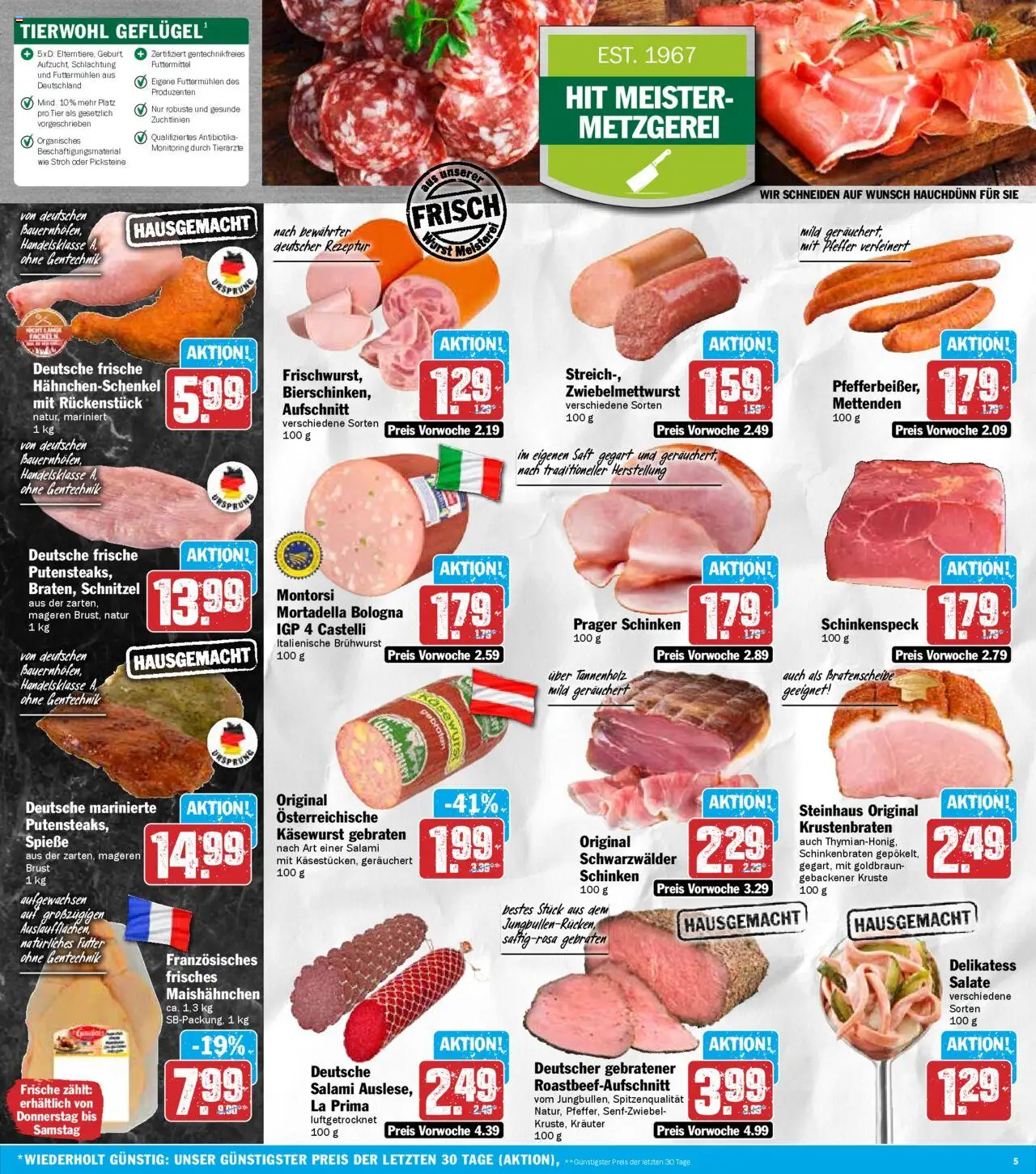 HIT Prospekt 	 – gültig ab 08.09.2025 | Seite: 5 | Produkte: Hahnchenschenkel, Spieße, Schnitzel, Schinken
