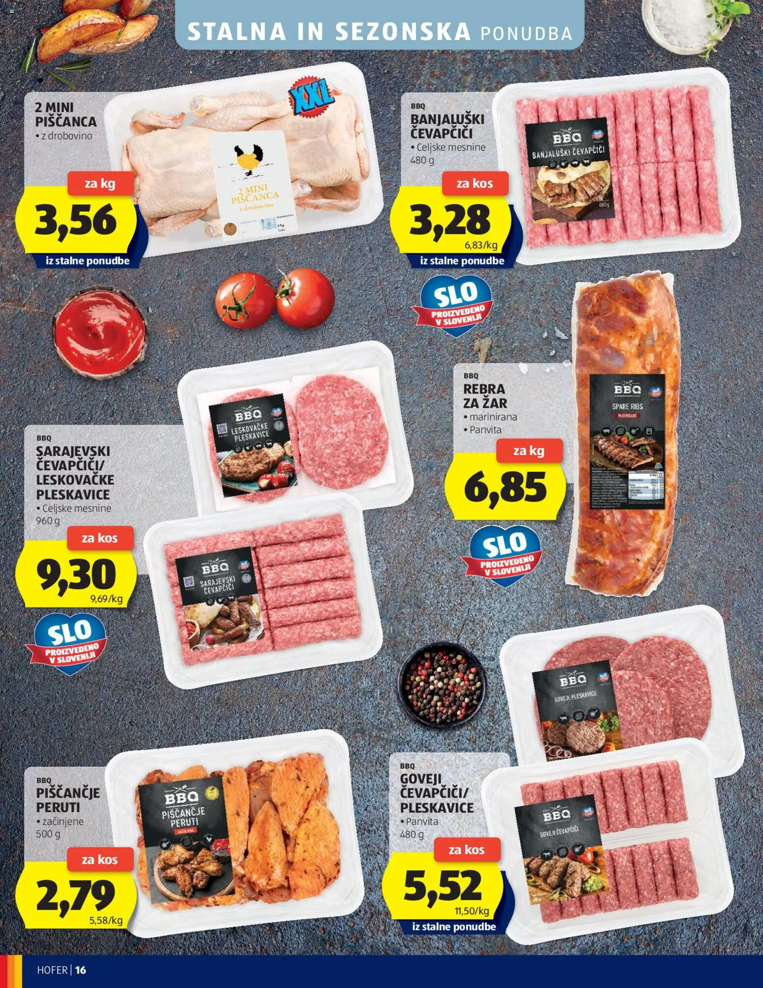 Novi Hofer katalog ponudbe – veljaven od 15.04.2026 | Stran: 16 | Izdelki: Čevapčiči, Zar, Pleskavice, Kos