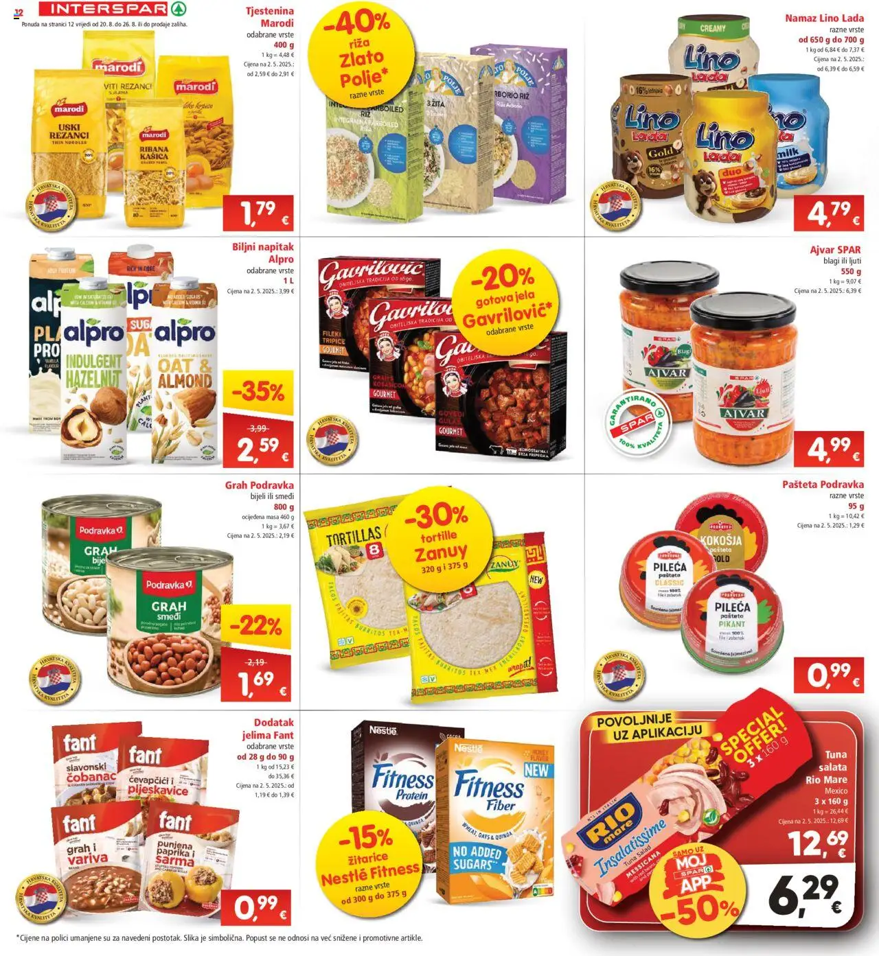 Interspar katalog | vrijedi od 20.08.2025 | Stranica: 12 | Proizvodi: Grah, Paprika, Žitarice, Tjestenina