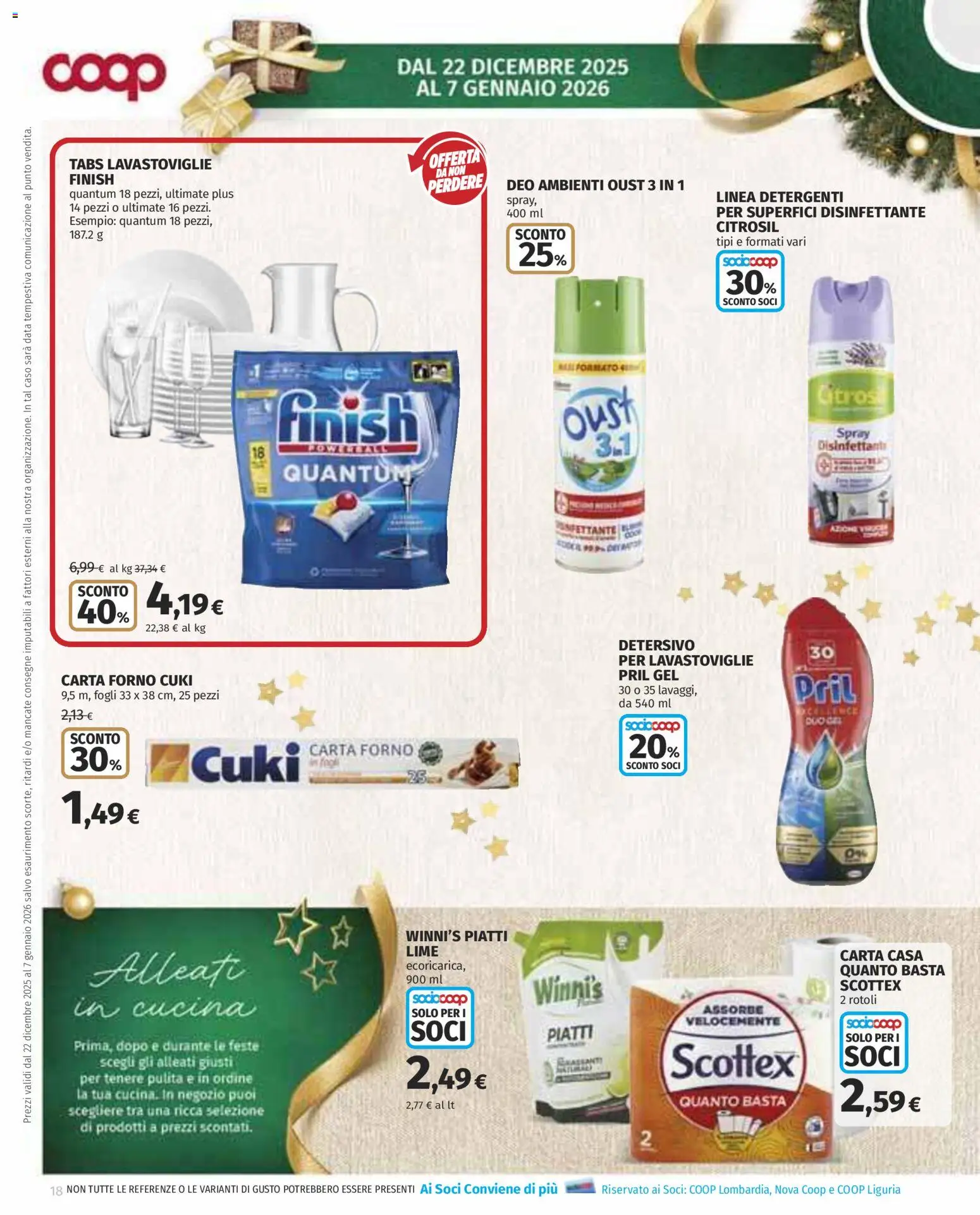 Volantino COOP del 22.12.2025 | Pagina: 18 | Prodotti: Detersivo per lavastoviglie, Lime, Data, Carta forno