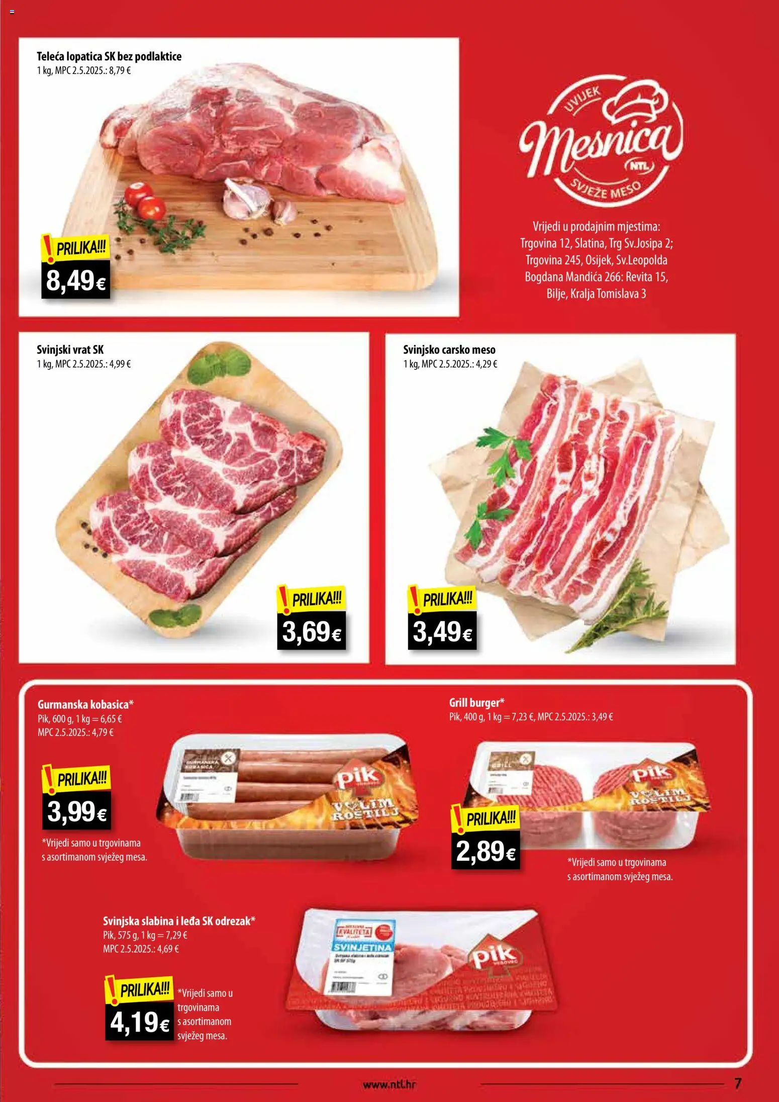 NTL katalog | vrijedi od 22.10.2025 | Stranica: 7 | Proizvodi: Carsko meso, Svinjski vrat, Meso, Lopatica