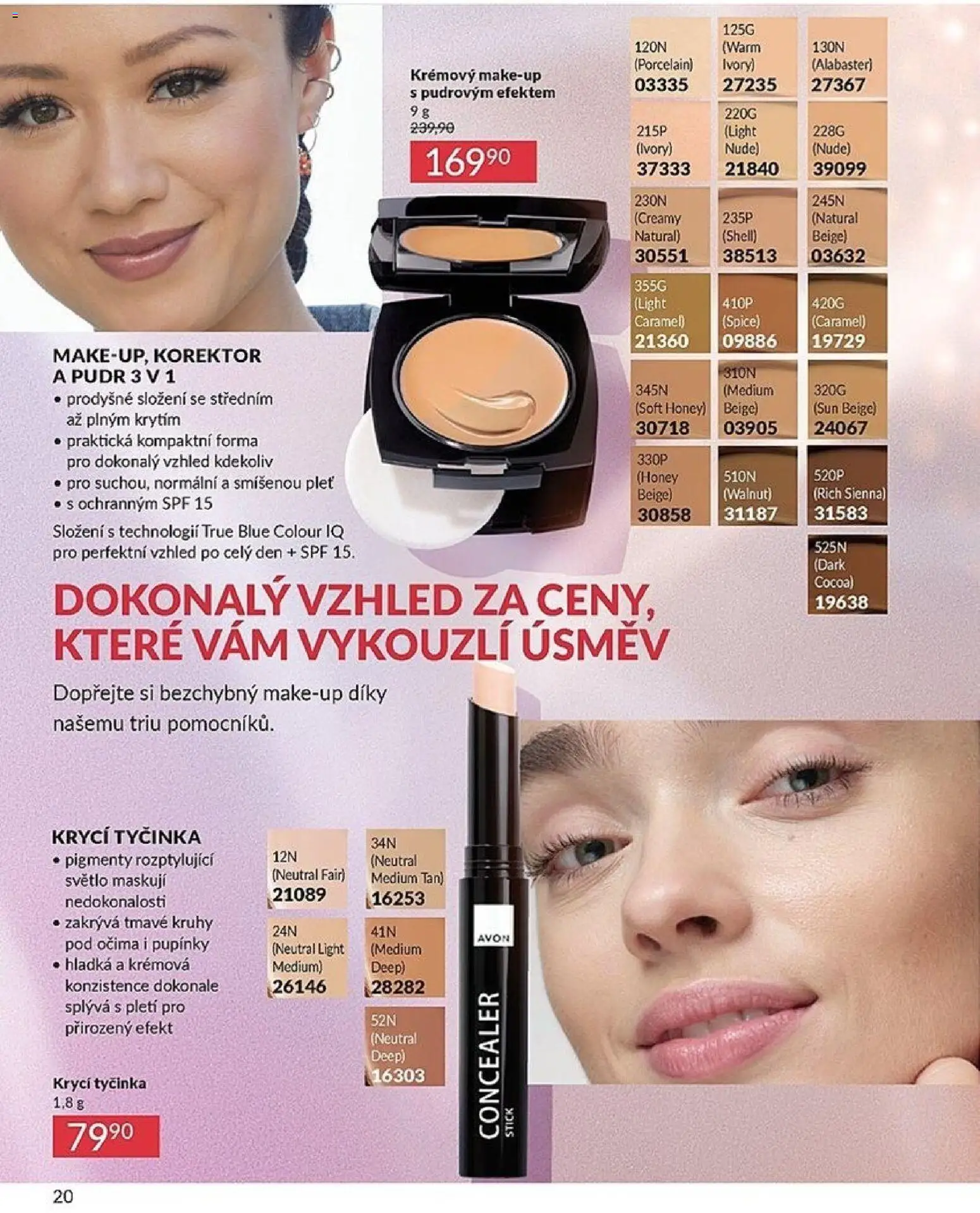 Avon katalog 1/2026 od 01.01.2026 | Strana: 20 | Produkty: Makeup, Forma, Korektor, Pudr