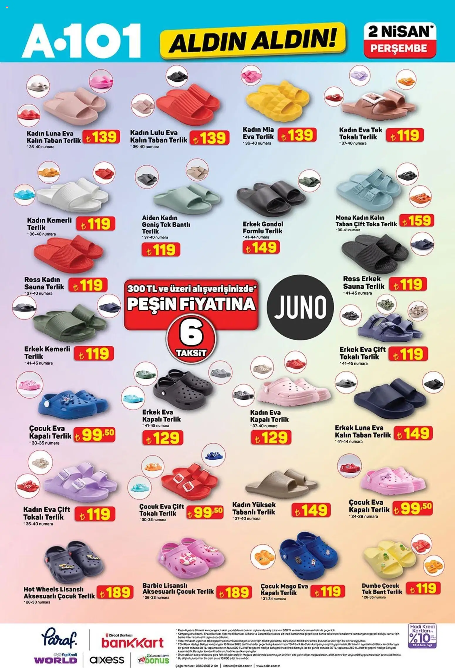 A101 - Katalog Aldın Aldın - 02.04.2026 tarihinden itibaren geçerlidir | Sayfa: 18 | Ürünler: Terlik, Bant