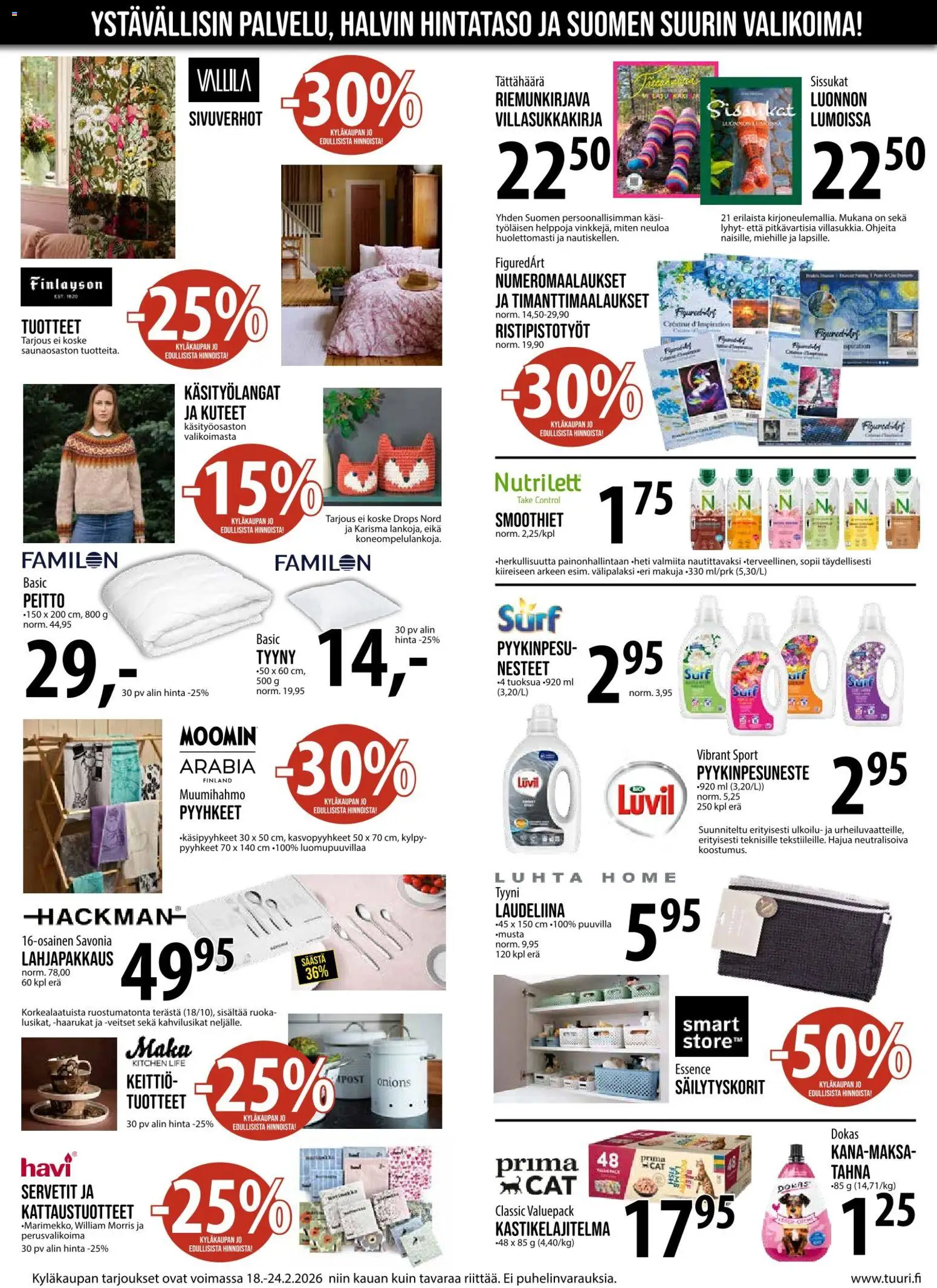 Tuuri tarjoukset – voimassa 18.02.2026 alkaen | Sivu: 5 | Tuotteet: Pyyhkeet, Tyyny, Keittiö, Peitto