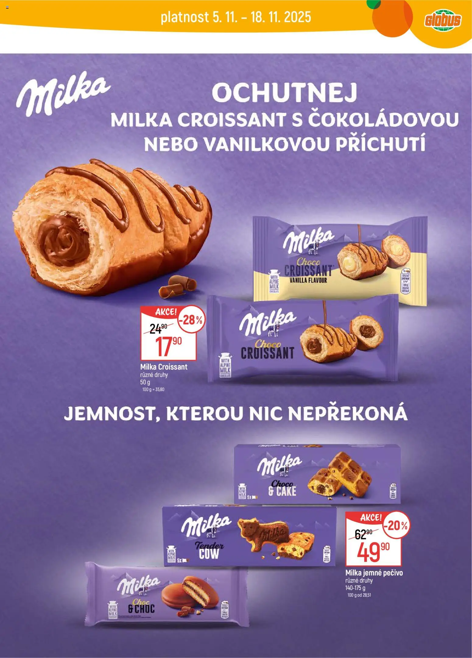 Globus leták - Pardubice od 05.11.2025 | Strana: 26 | Produkty: Globus, Milka, Pečivo, Croissant