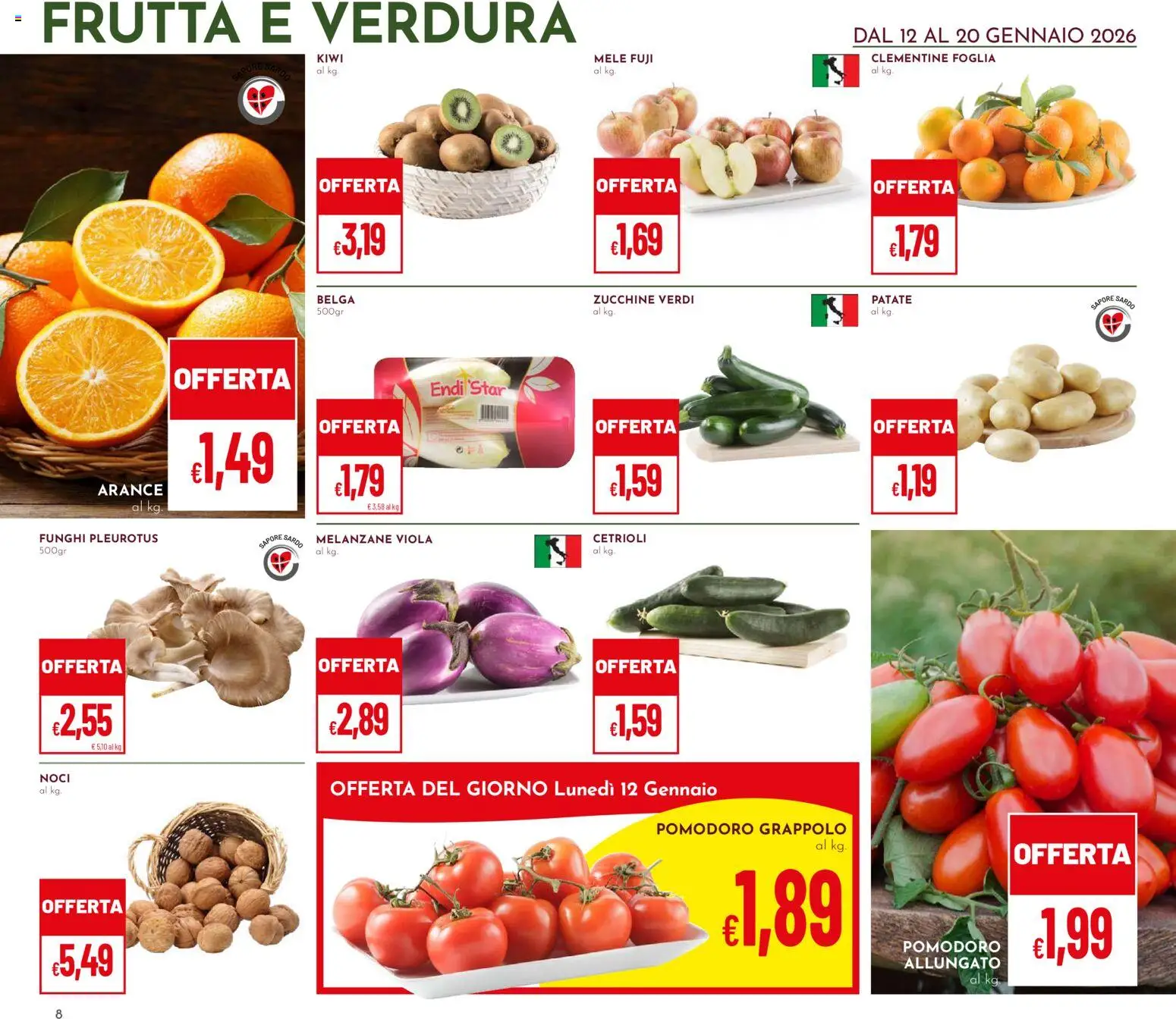 Volantino Pan del 12.01.2026 | Pagina: 8 | Prodotti: Arance, Cetrioli, Pomodoro, Zucchine