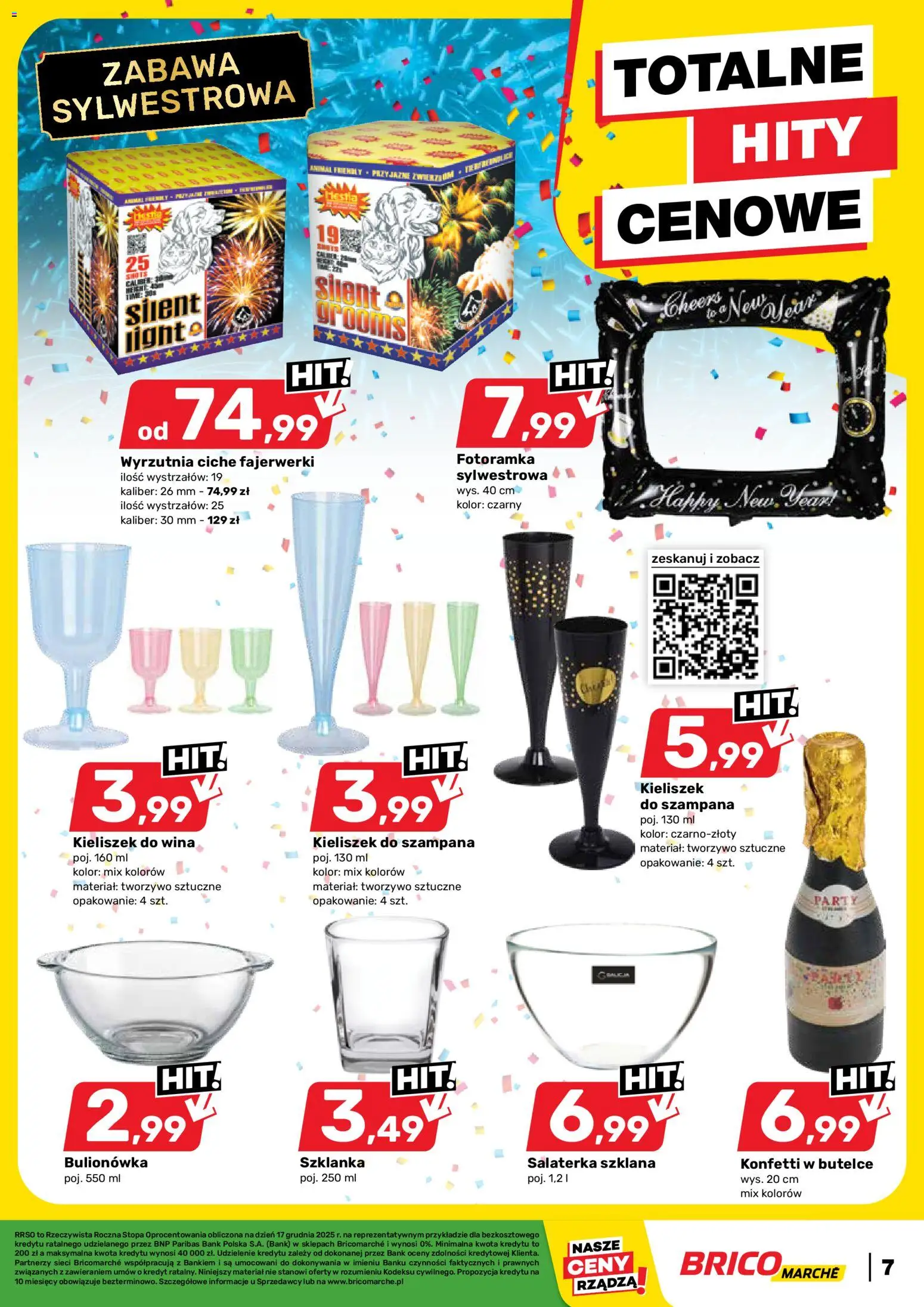 Brico Marché Gazetka od 17.12.2025 | Strona: 7 | Produkty: Szklanka, Wyrzutnia, Fajerwerki