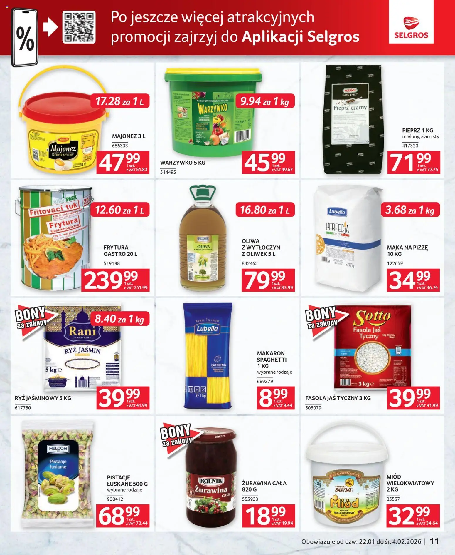 Selgros cash&carry Gazetka - Oferta dla gastronomii od 22.01.2026 | Strona: 11 | Produkty: Miód, Ryż, Body, Majonez