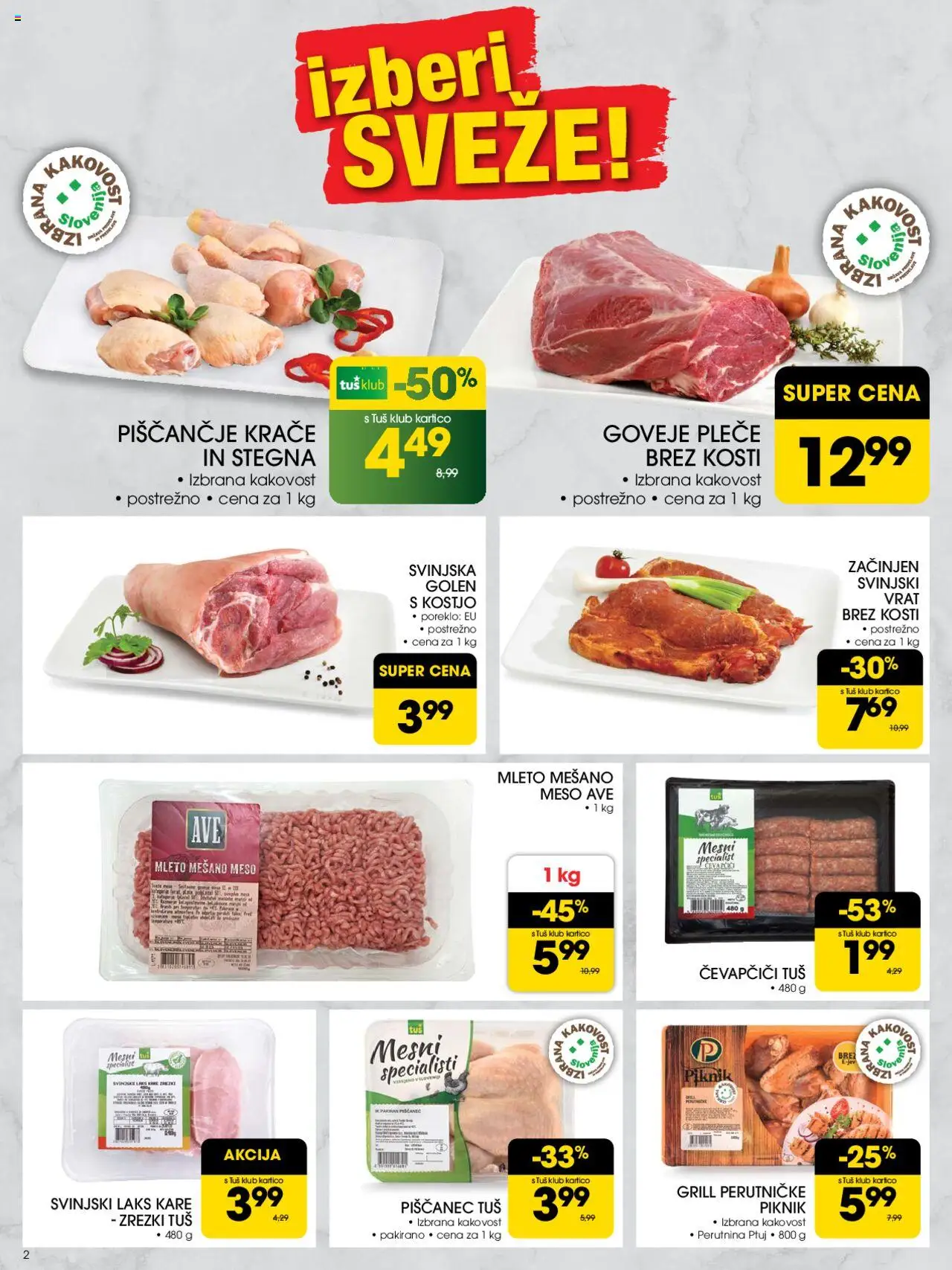 Tuš katalog │ velja od 06.08.2025 | Stran: 2 | Izdelki: Čevapčiči, Zrezki, Grill