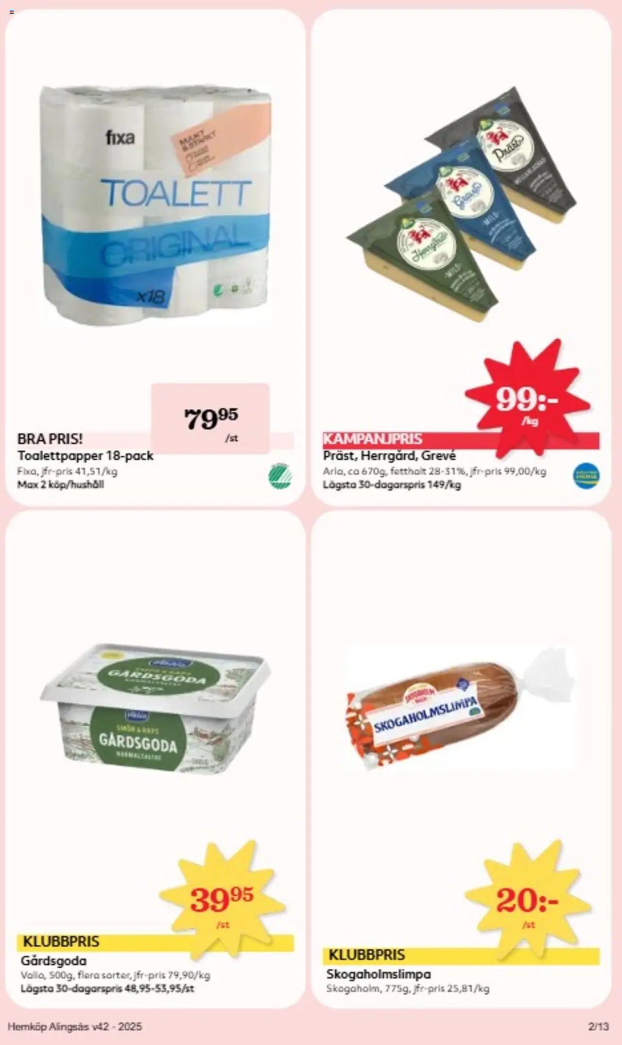 Hemköp reklamblad aktuell från 13.10.2025 | Sida: 2 | Produkter: Toalettpapper, Toalett