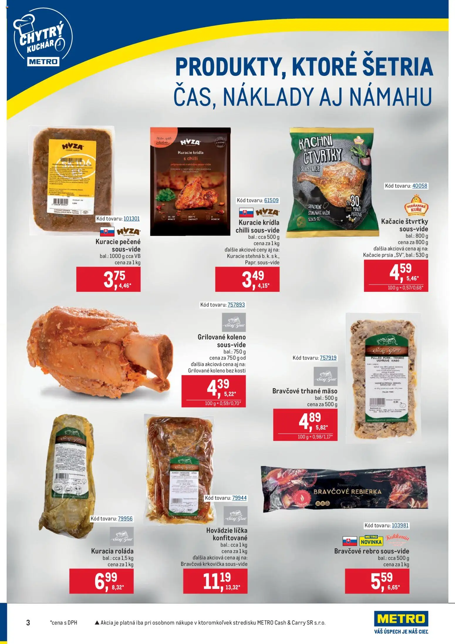 Nové Metro akcie – leták je platný od 02.01.2026 | Strana: 3 | Produkty: Kačacie prsia, Bravčová krkovička, Krkovička, Kuracie krídla