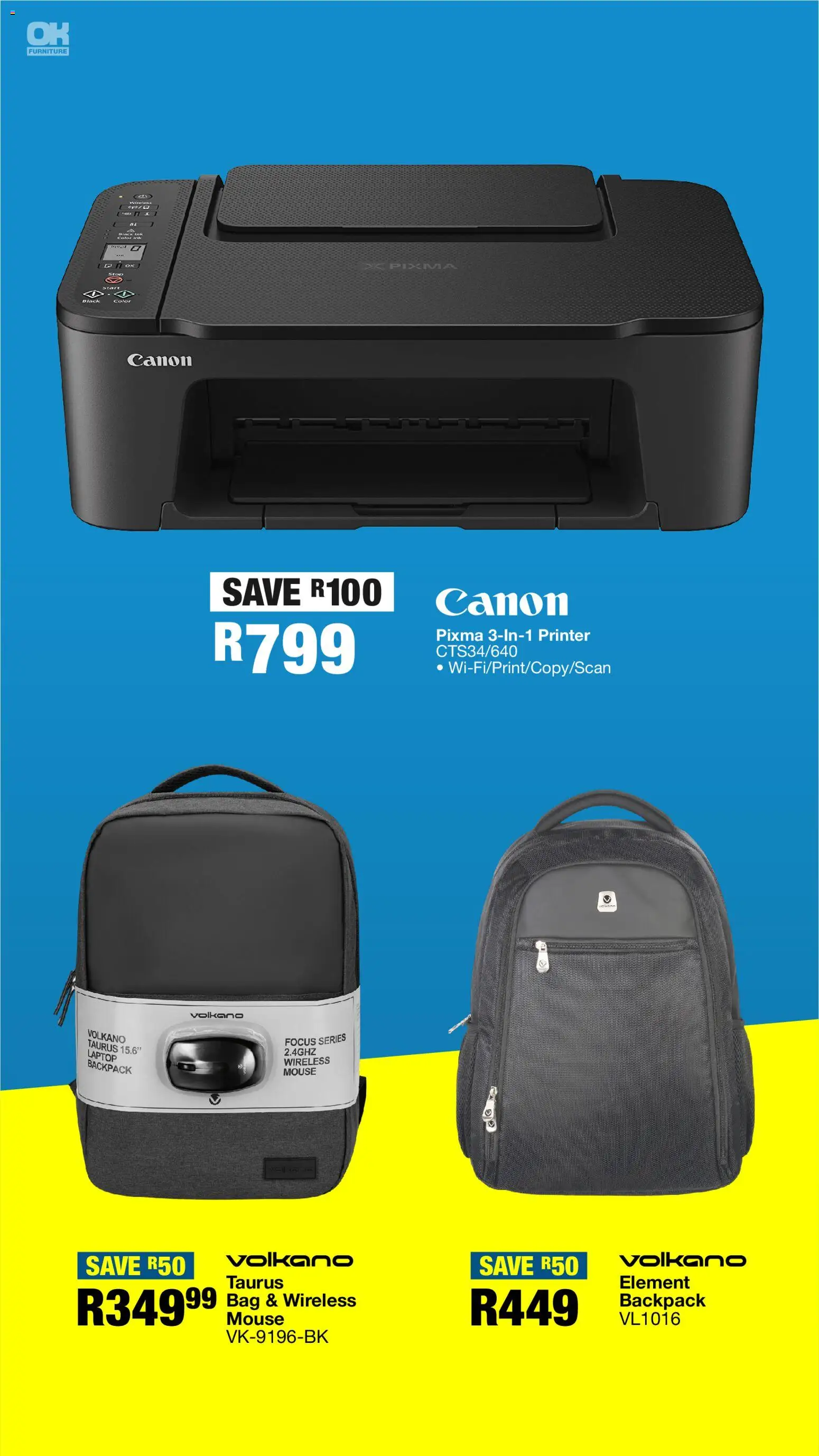 New OK Furniture catalogue – valid from 05.01.2026 | Page: 25 | Products: Printer, Backpack, Bag, Laptop