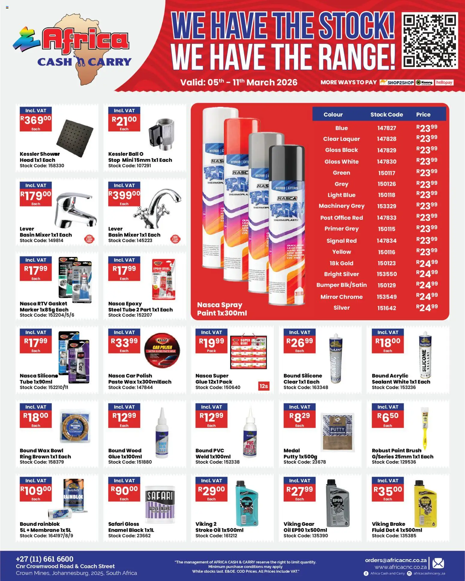 New Africa Cash & Carry catalogue – valid from 05.03.2026 | Page: 26 | Products: Primer, Gloss, Oil, Stock
