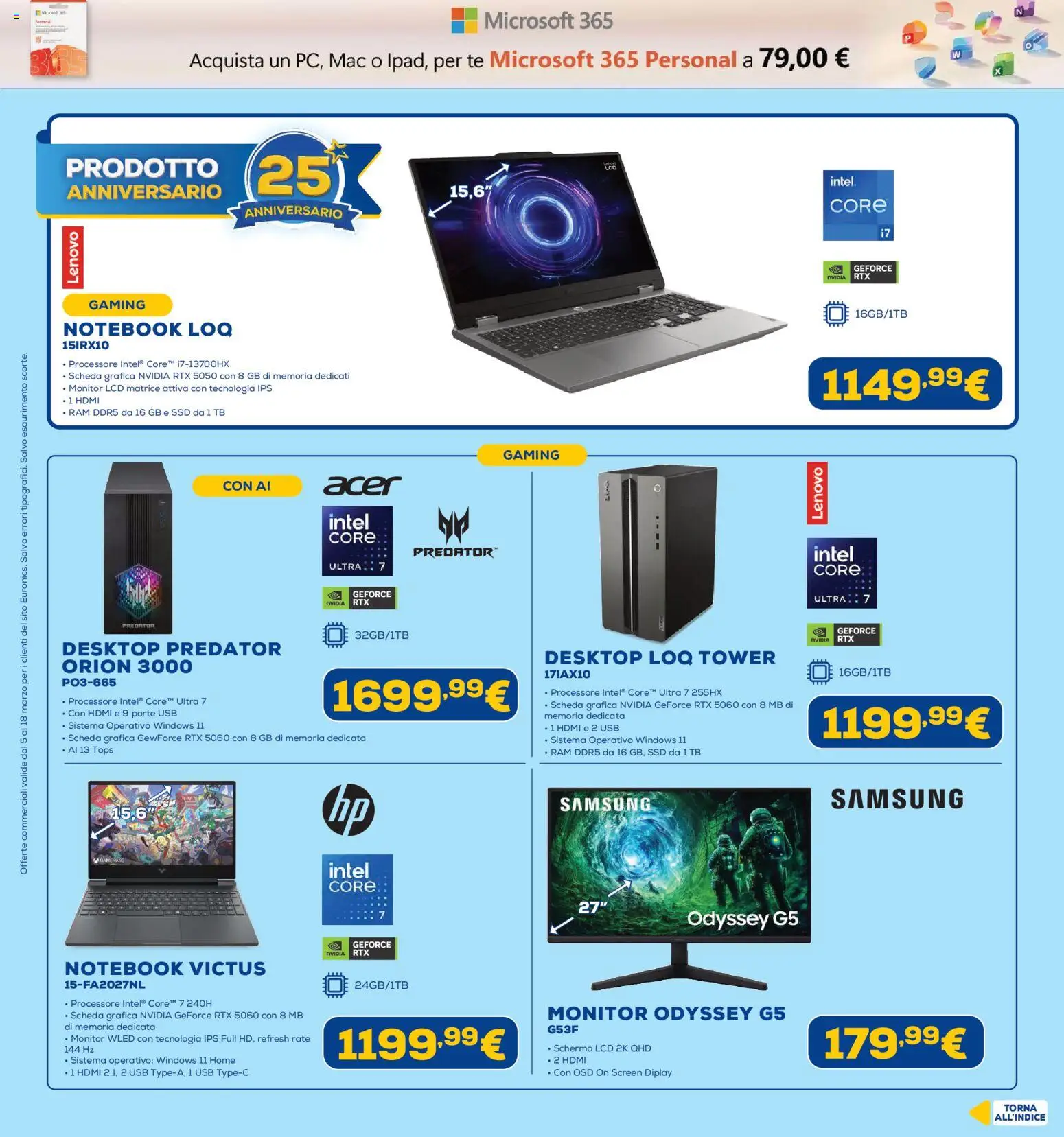 Volantino Euronics del 05.03.2026 | Pagina: 21 | Prodotti: Monitor, Tè, USB, Samsung