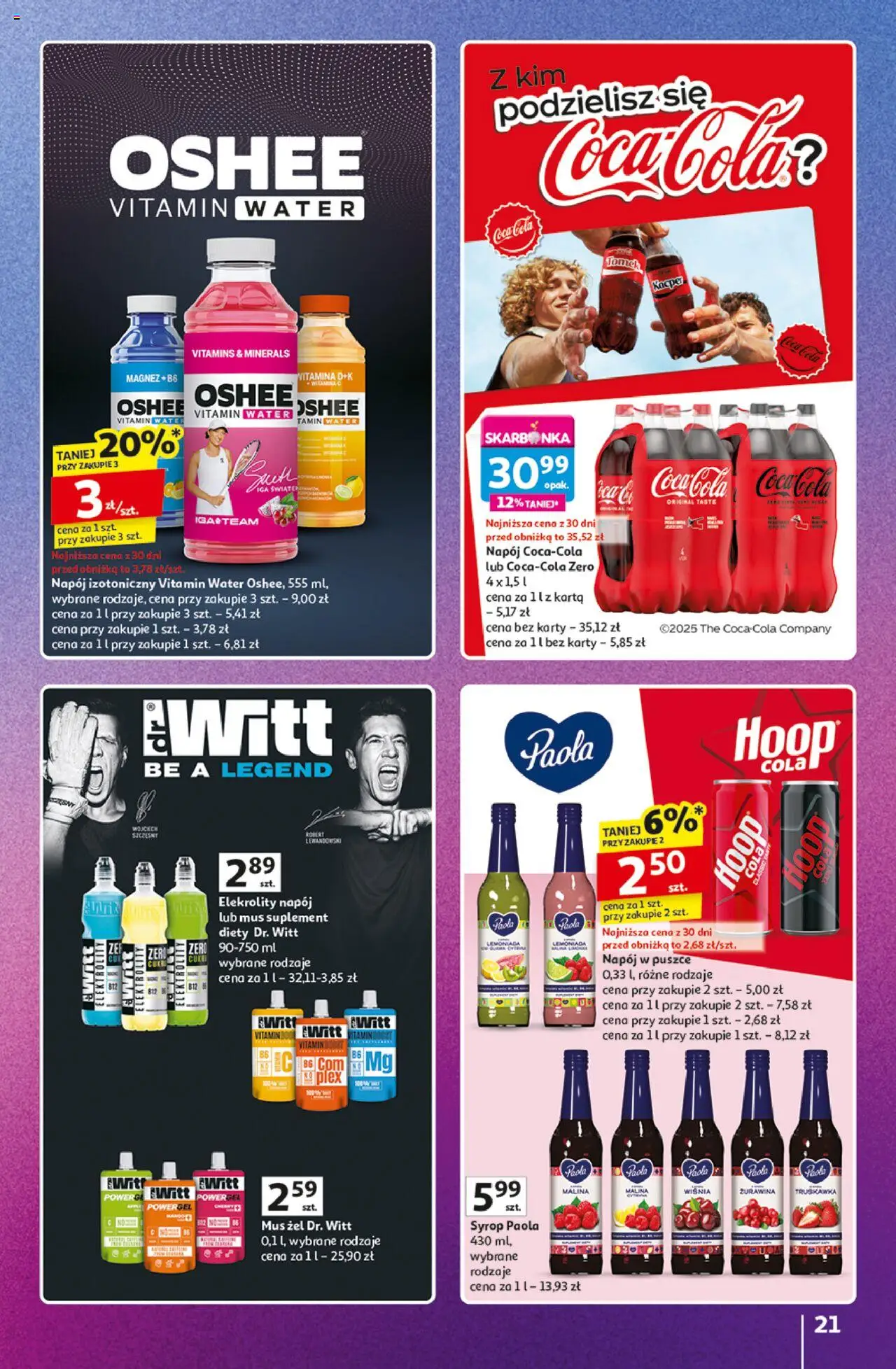 Auchan Gazetka - Znane Marki Duży Wybór Hipermarket od 12.06.2025 | Strona: 21 | Produkty: Karta, Syrop, Coca cola, Żurawina