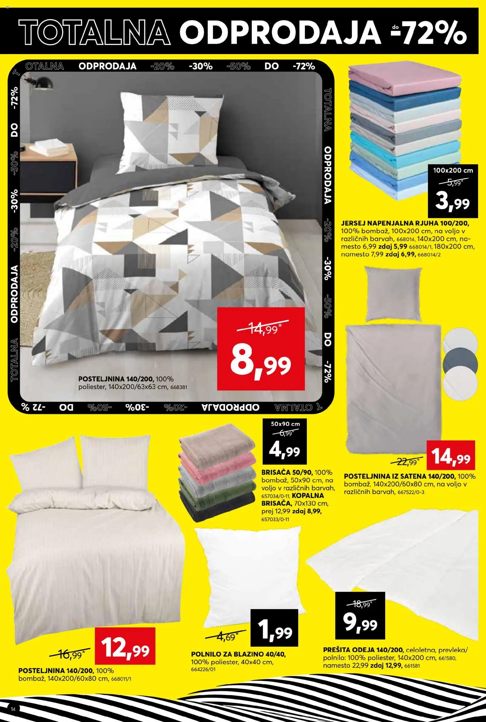 Novi Dipo katalog ponudbe – veljaven od 14.01.2026 | Stran: 14 | Izdelki: Brisača, Prešita odeja, Odeja, Posteljnina