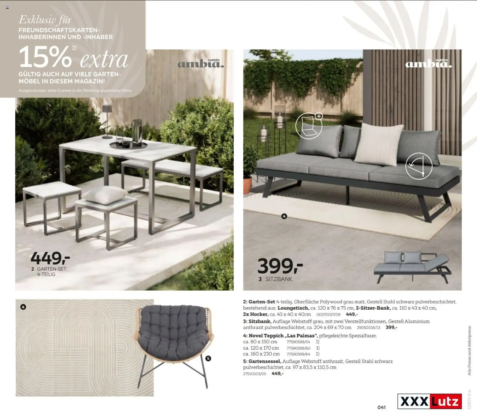 XXXL Lutz My Home Garten – gültig ab 23.02.2026 | Seite: 41 | Produkte: Sitzbank, Teppich