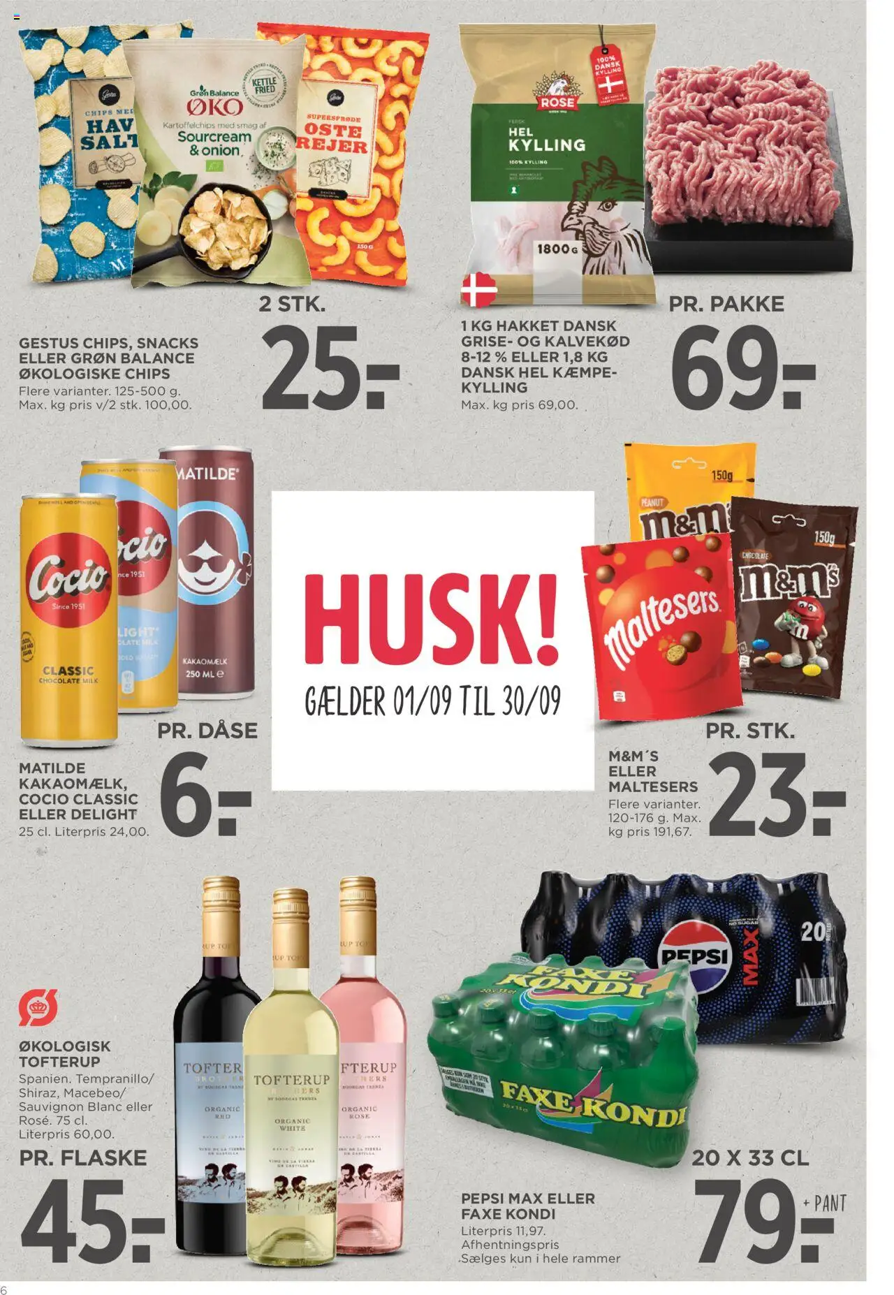 Meny tilbudsavis – gyldig fra 05.09.2025 | Side: 6 | Produkter: Chips, Kakaomælk, Faxe Kondi, Pepsi Max
