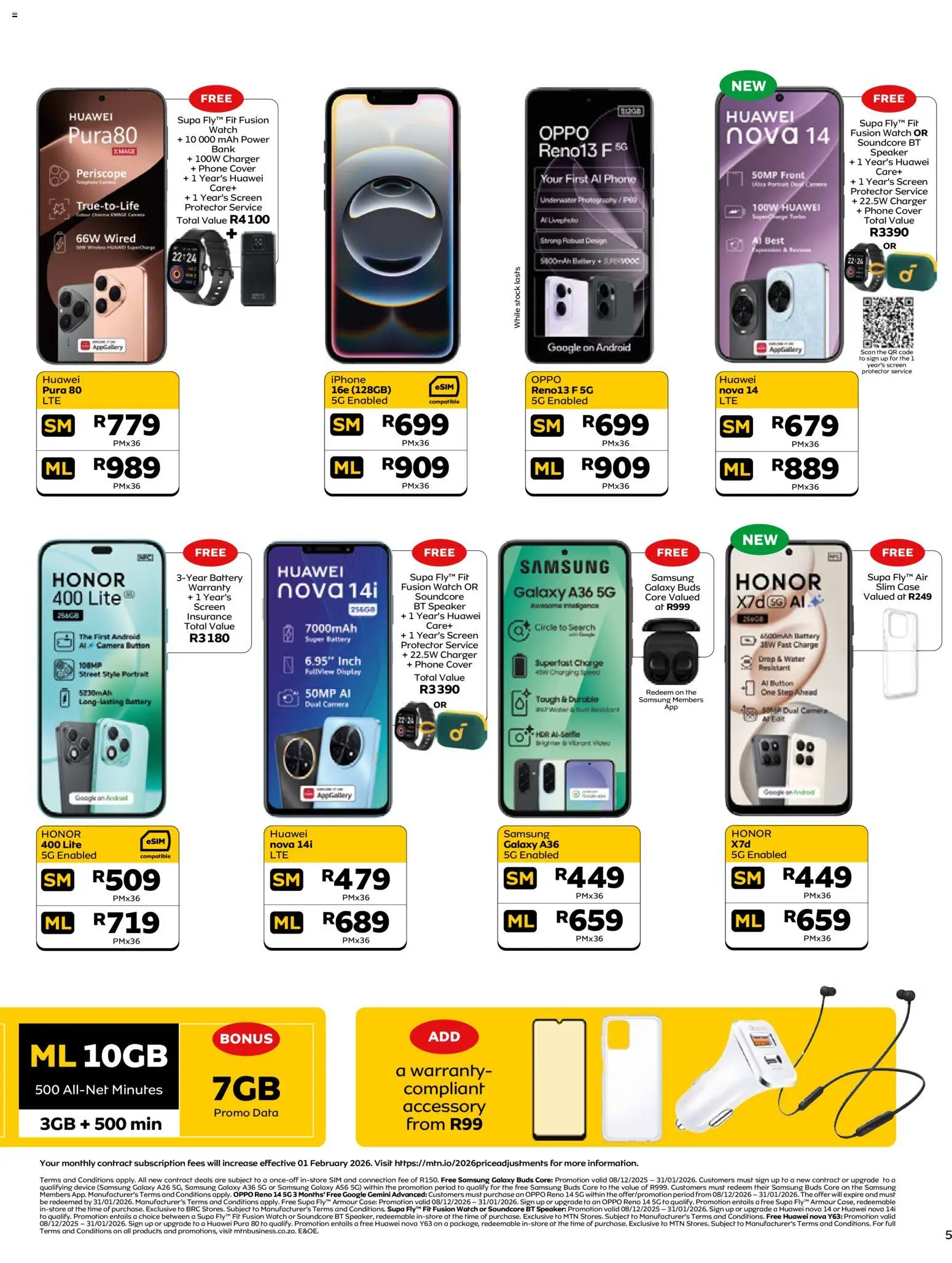 New MTN catalogue – valid from 08.12.2025 | Page: 5 | Products: Data, Sim, Phone, Speaker