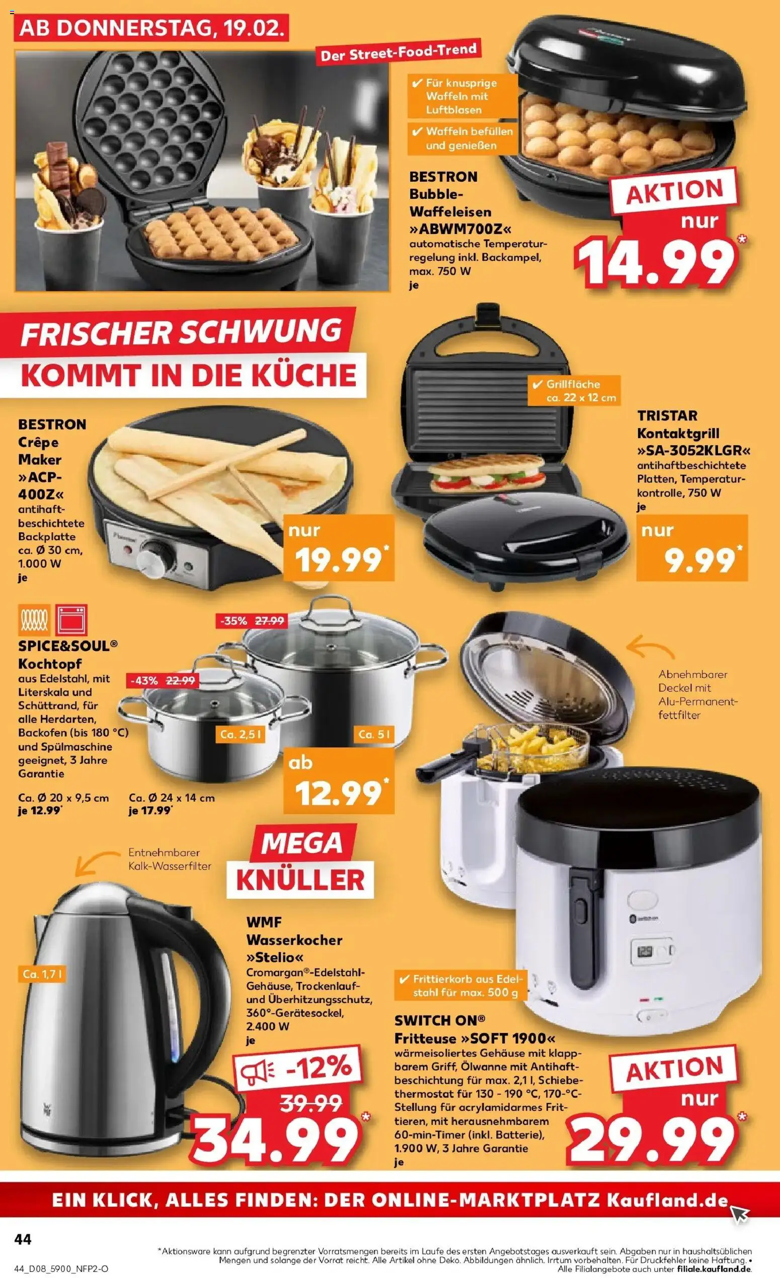 Kaufland prospekt Erfurt	 – gültig ab 22.02.2026 | Seite: 44 | Produkte: Grill, Küche, Waffeln, Waffeleisen