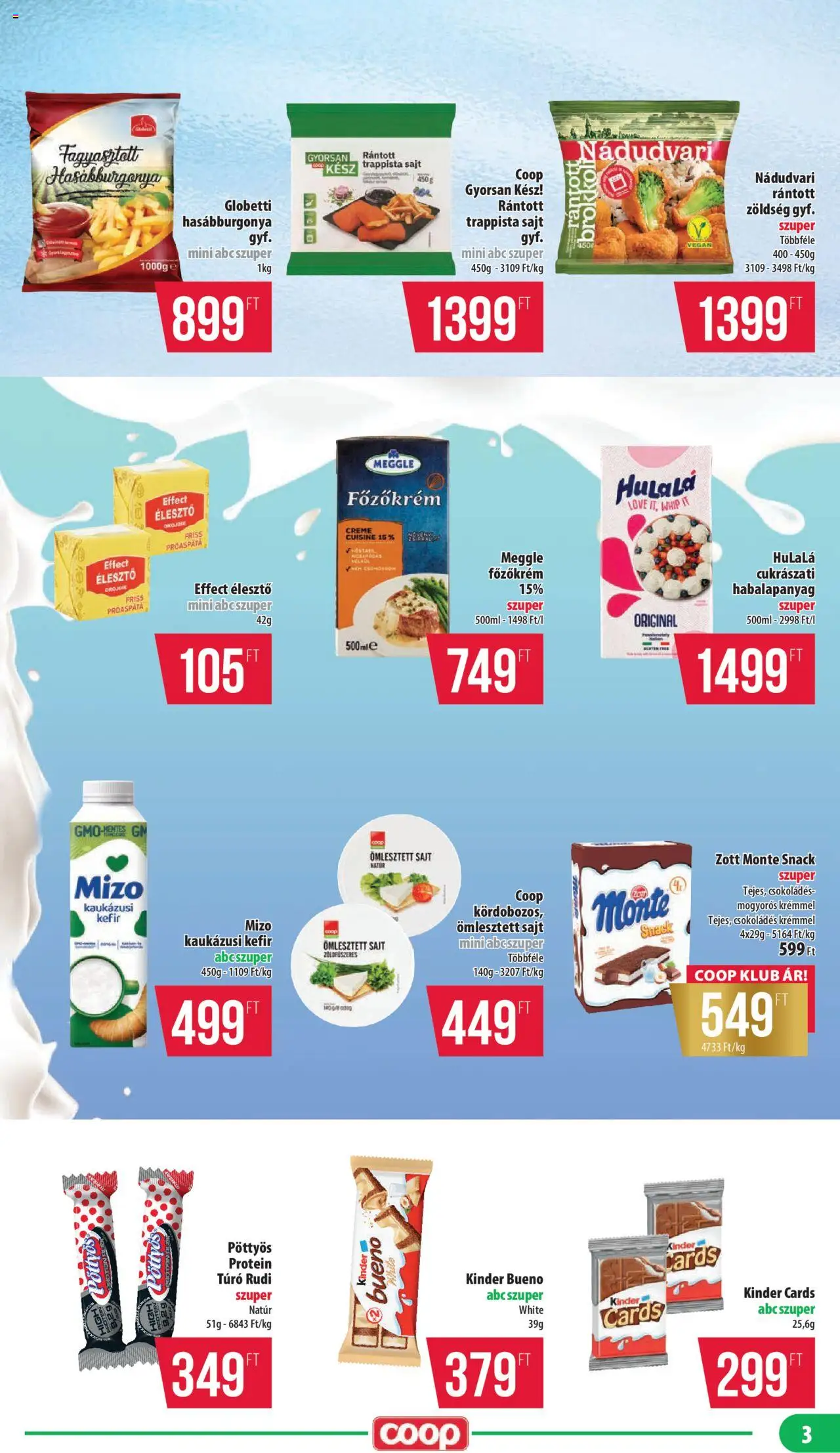 COOP akciós ujság - amely érvényes a következő dátumtól: 24.10.2025 | Oldal: 3 | Termékek: Zöldség, Hasábburgonya, Kaukázusi kefír, Brokkoli