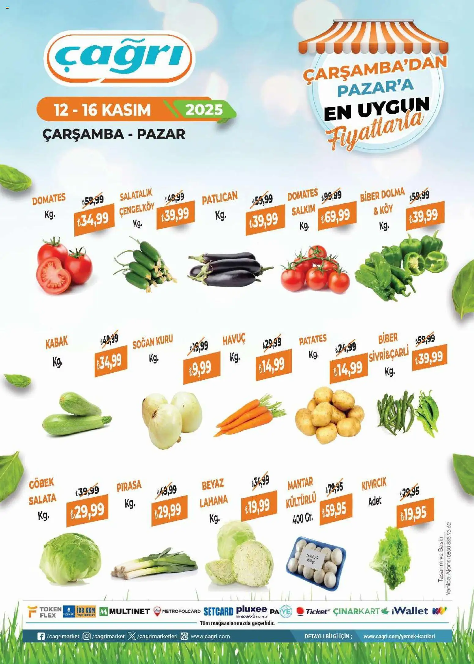 Çağrı Market - Manav Katalog - 12.11.2025 tarihinden itibaren geçerlidir | Sayfa: 1 | Ürünler: Baskı, Havuç, Salata, Lahana