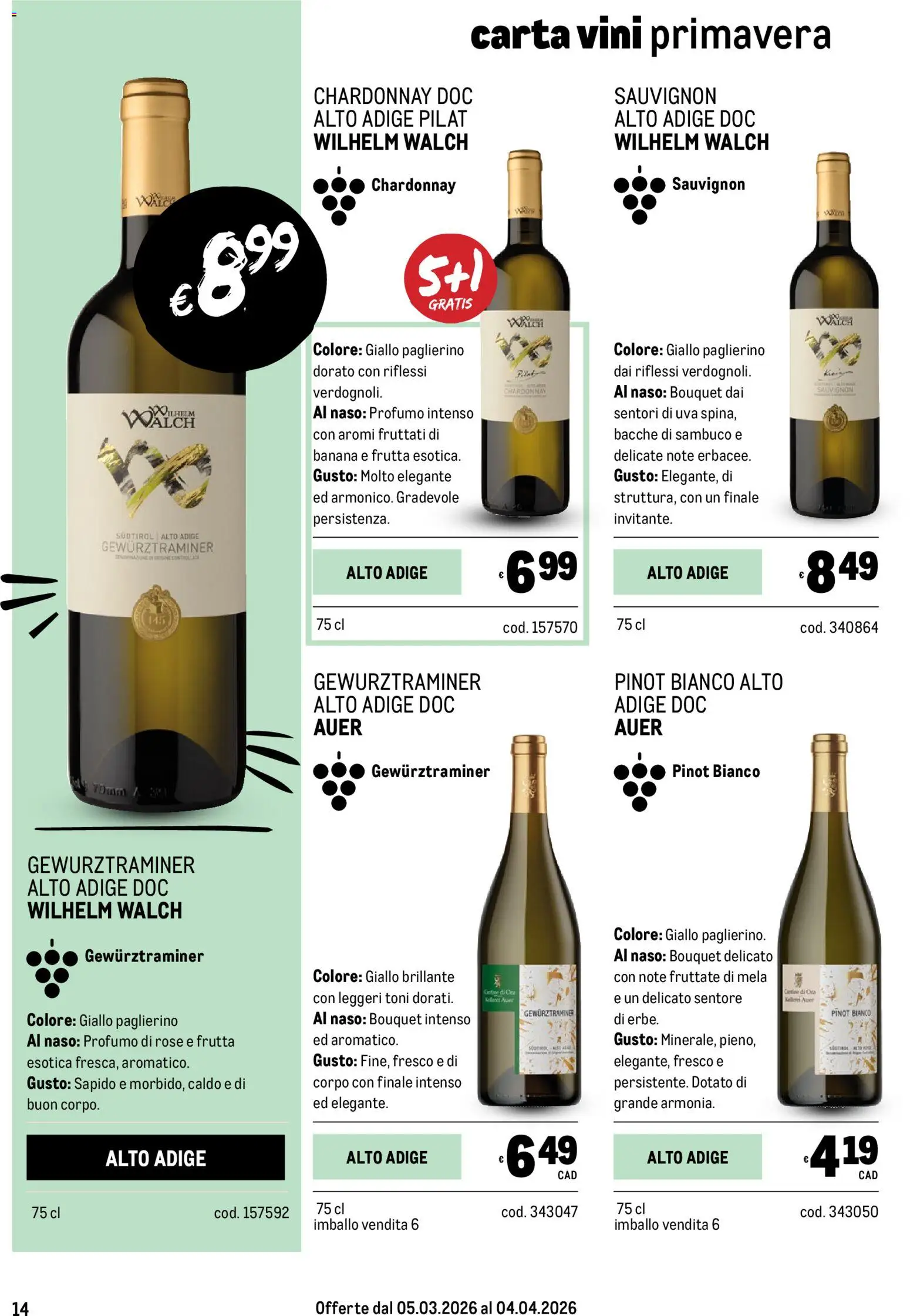 Volantino Metro del 05.03.2026 | Pagina: 14 | Prodotti: Frutta, Uva, Profumo