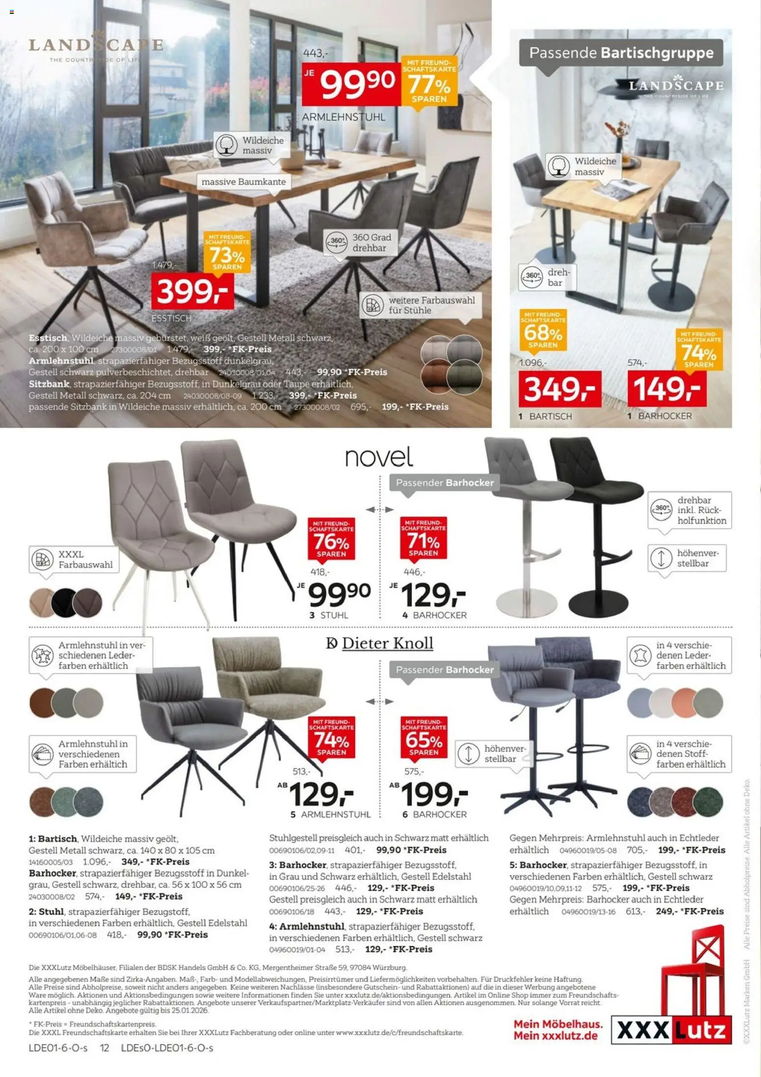 XXXL Lutz Speisen Spezial – gültig ab 11.01.2026 | Seite: 12 | Produkte: Esstisch, Sitzbank, Bartisch, Stuhl