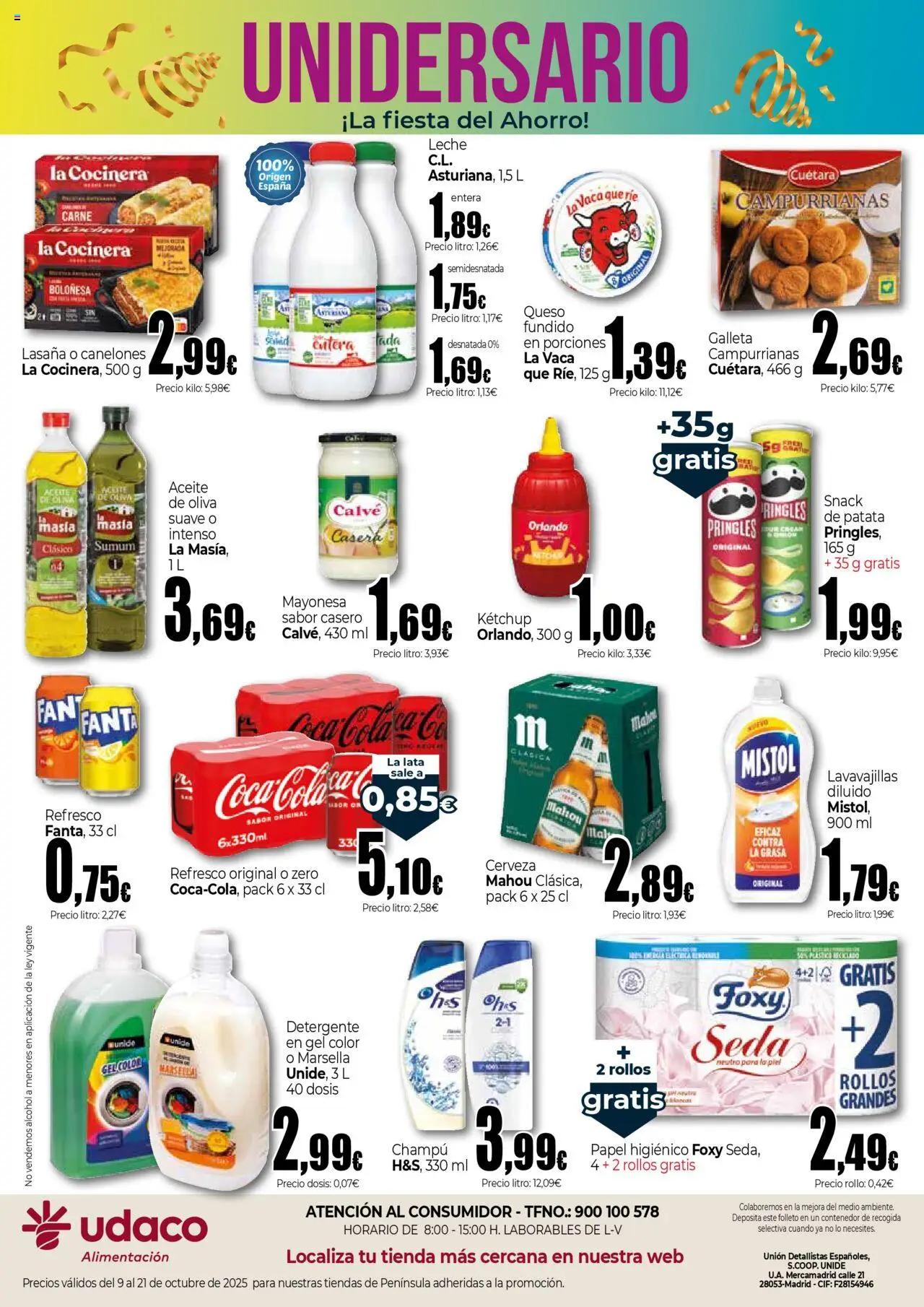 Unide - Udaco │ válido desde el 09.10.2025 | Página: 2 | Productos: Detergente, Cerveza, Lavavajillas, Canelones