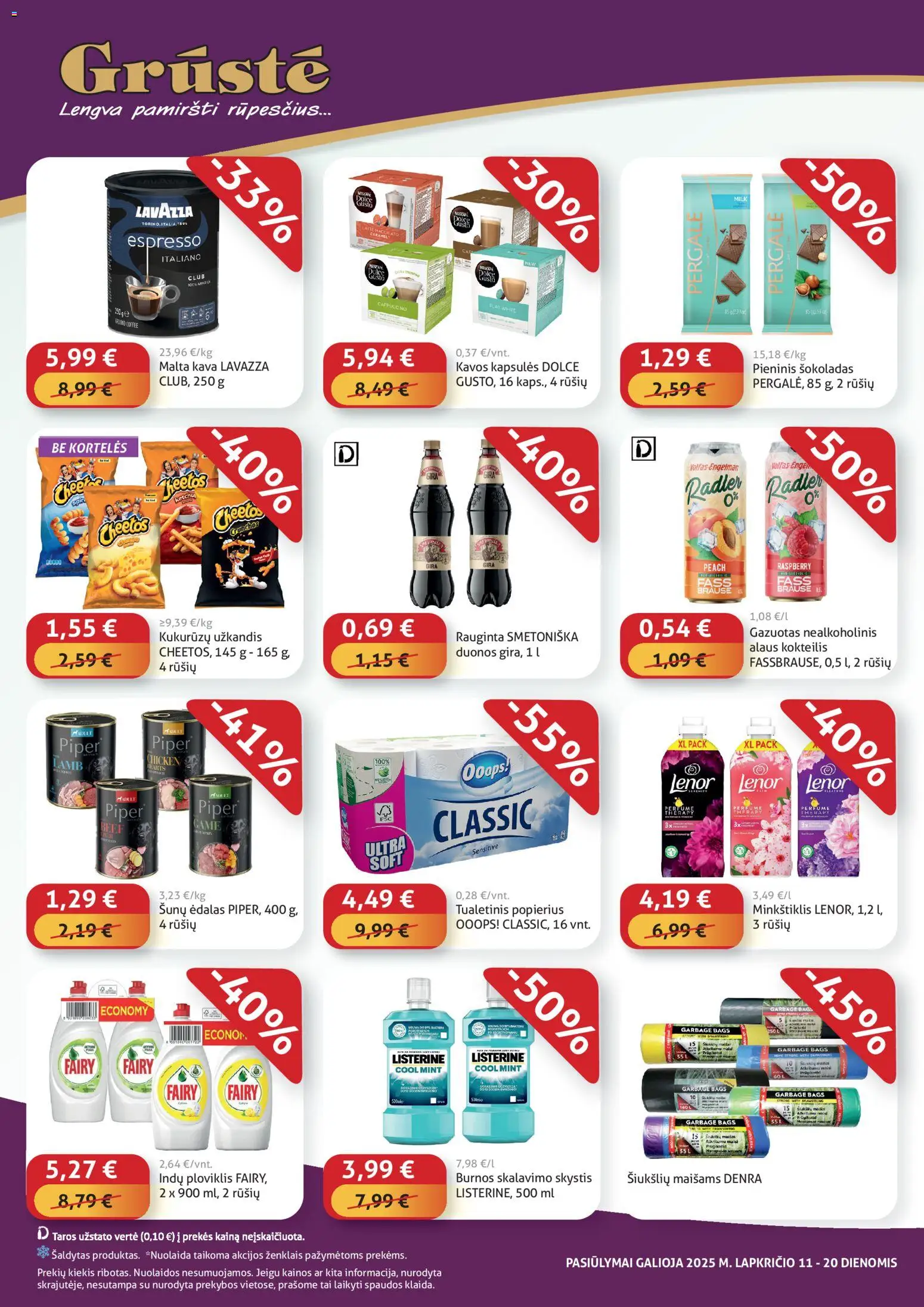 GRUSTE akcijos nuo 11.11.2025 | Puslapis: 4 | Prekių: Kava, Šokoladas, Burnos skalavimo skystis, Ploviklis